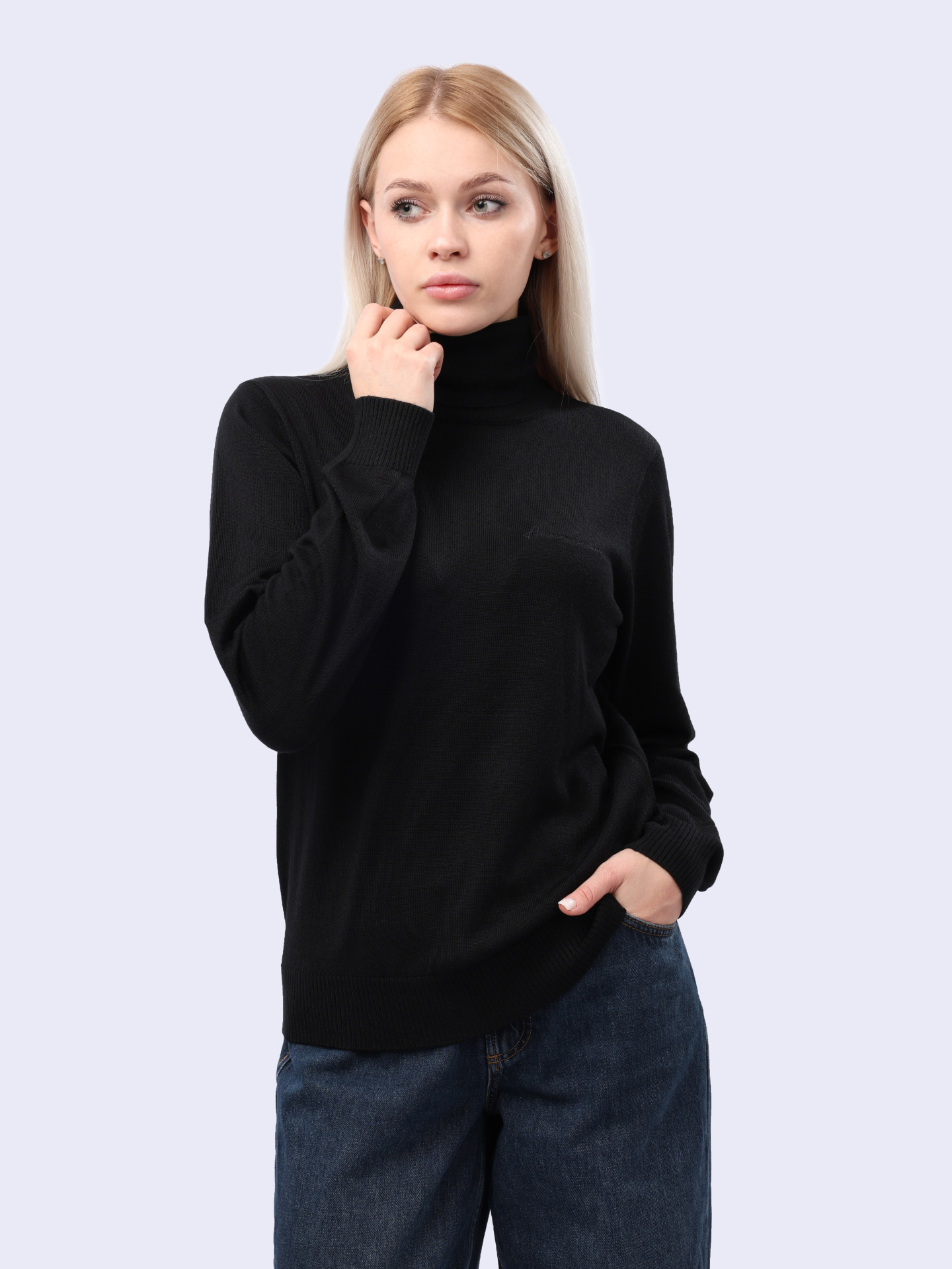 Свитер Armani Exchange 6DYM1K YME3Z 1200 черный женский с высоким горлом — купить в интернет-магазине Verdistore