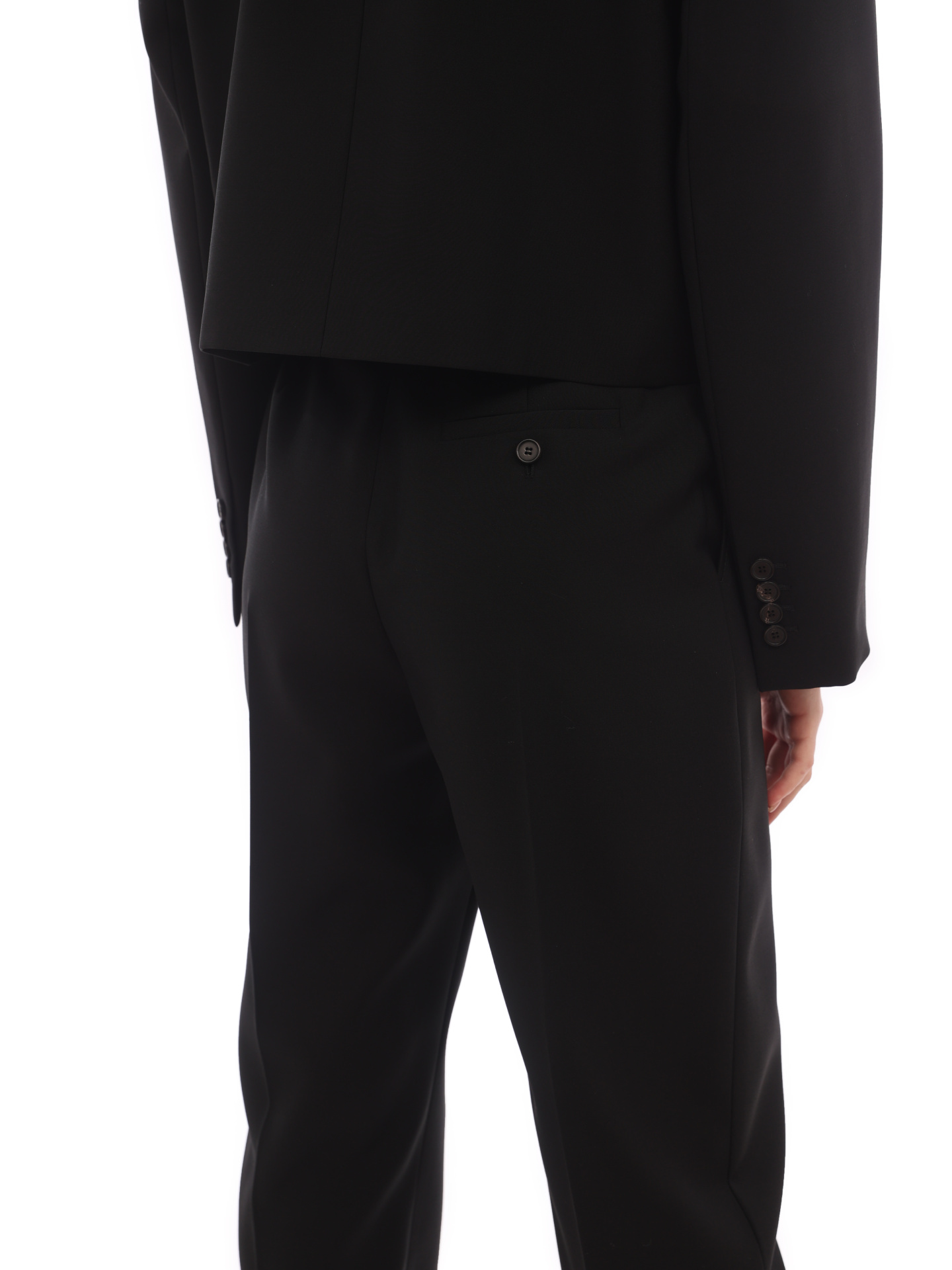 Брюки Alexander McQueen 682511 QJACX 1000 черные женские с защипами — купить в интернет-магазине Verdistore