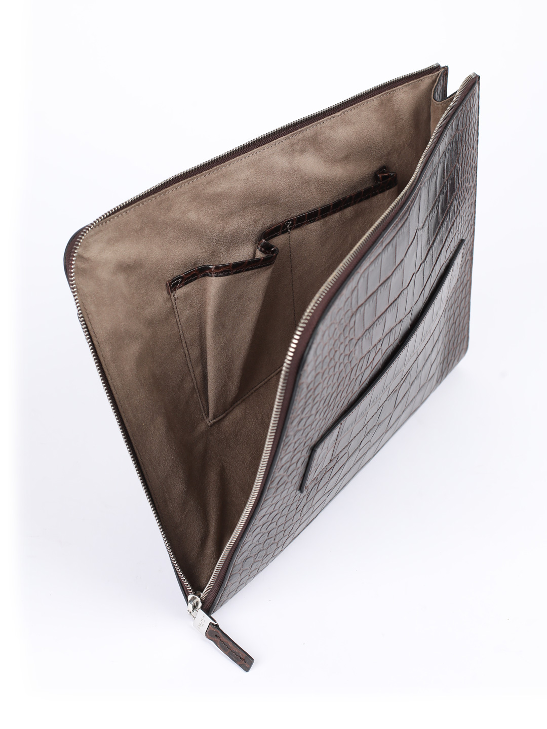 Папка коричневая кожаная с внешним и внутренним карманом маленький логотип — купить в интернет-магазине Verdistore