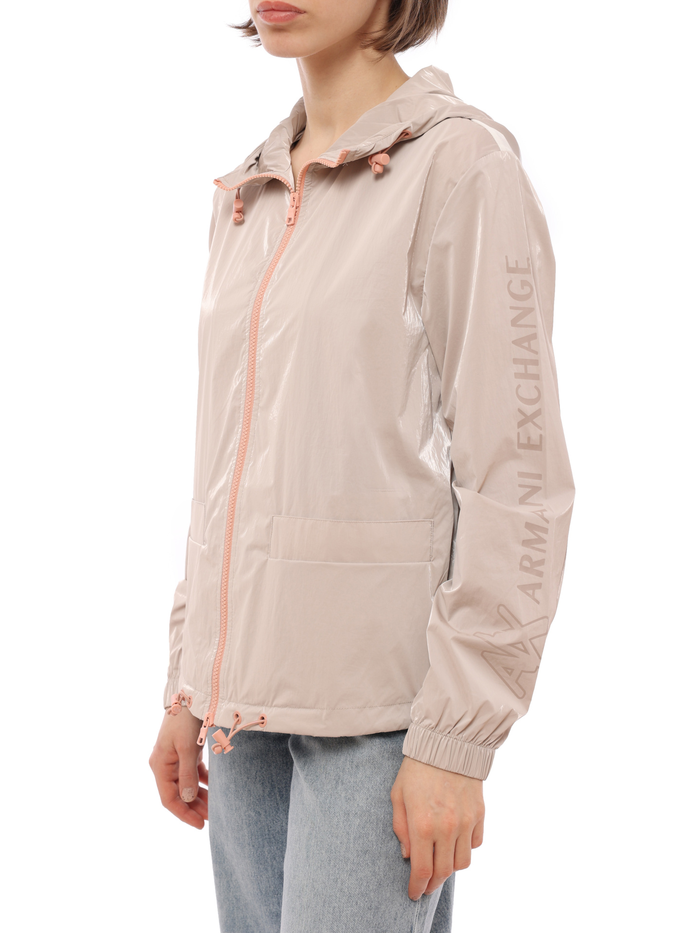 картинка Ветровка Armani Exchange 3RYB09 YN4GZ 71AG бежевая женская с капюшоном от магазина Verdistore