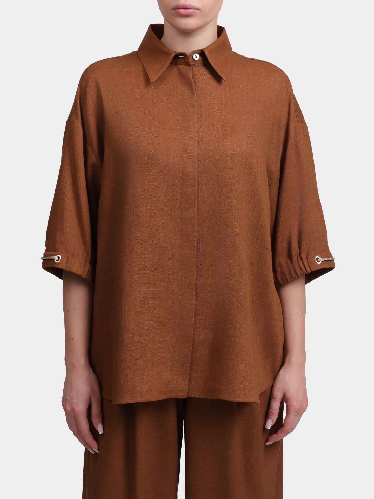 Рубашка Herno CM000046D 12689 2240 террактовая женская свободного кроя — купить в интернет-магазине Verdistore