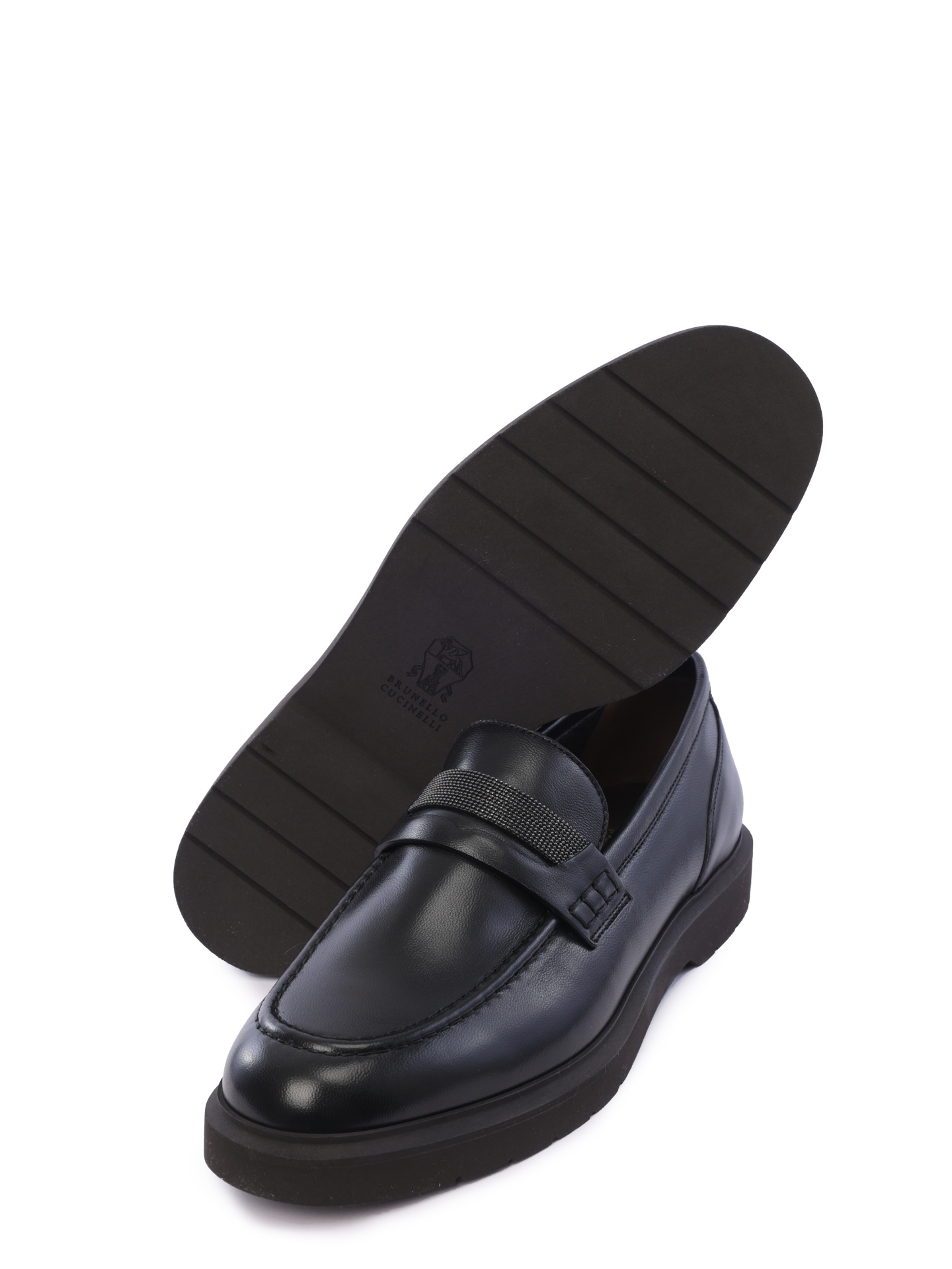 Лоферы Brunello Cucinelli MZNAGB1213 C101 черные женские из кожи — купить в интернет-магазине Verdistore