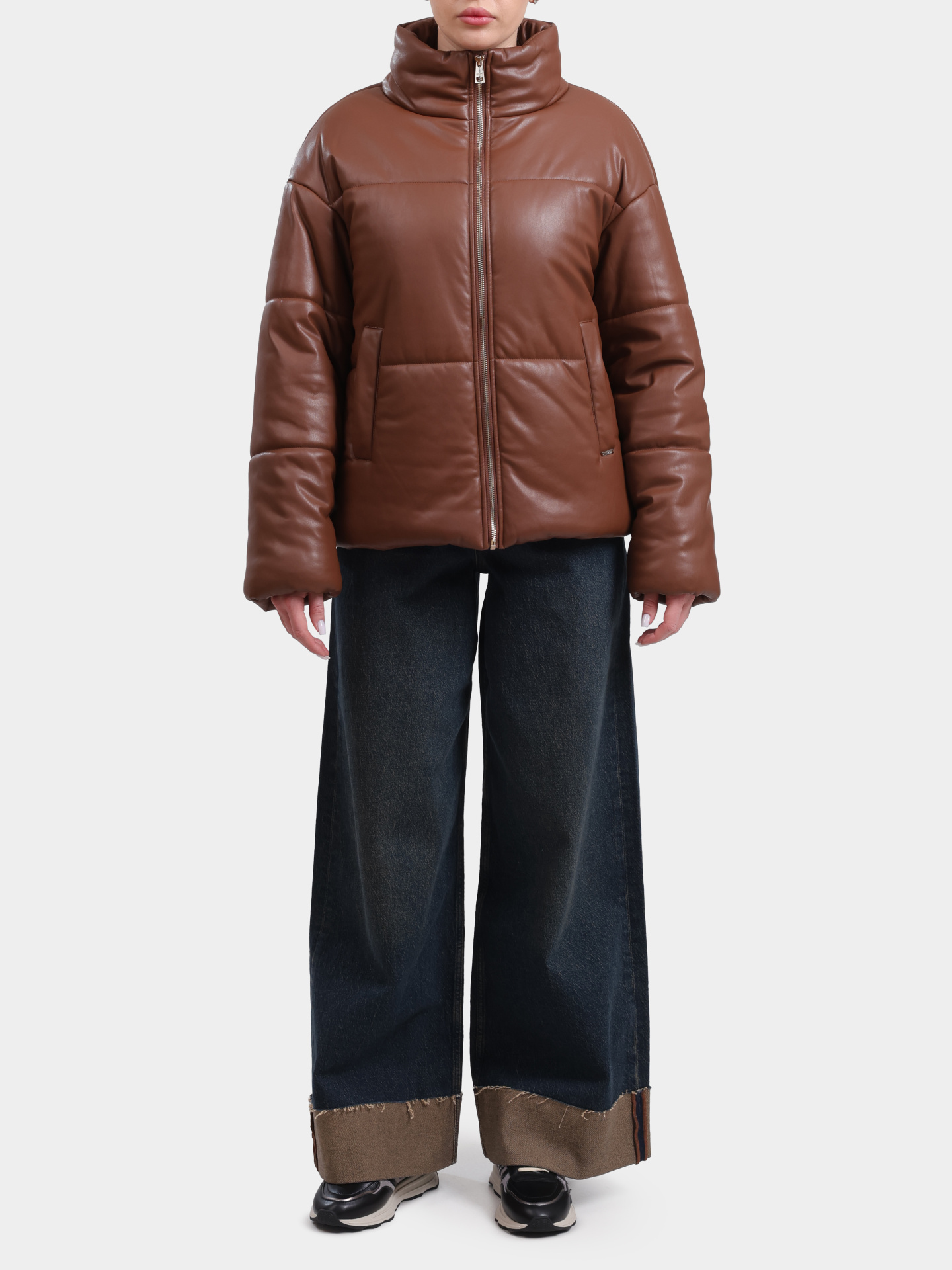 Пуховик WF2175 E0392 X0401 коричневый женский укороченный — купить в интернет-магазине Verdistore