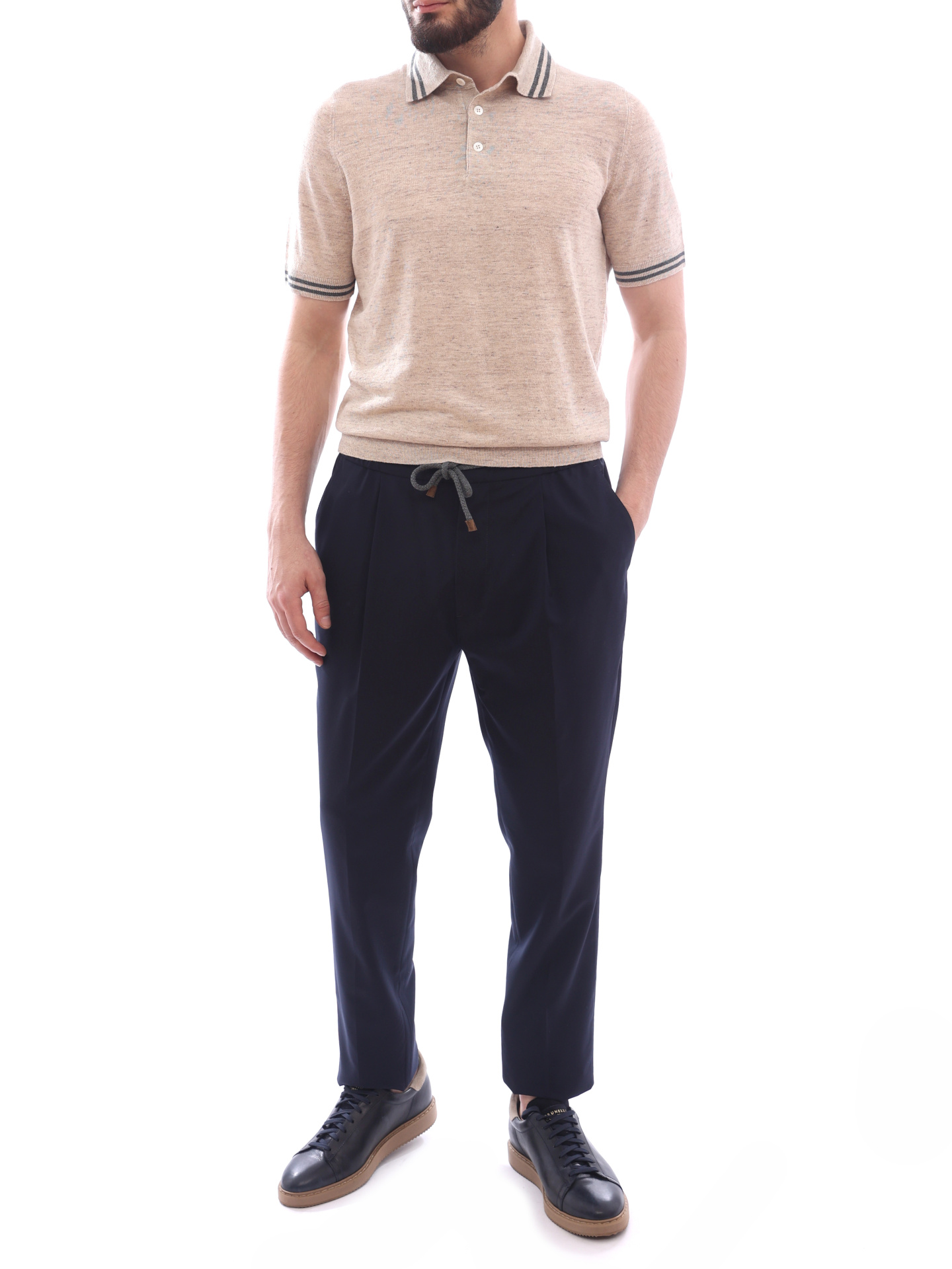 Поло Brunello Cucinelli M2L18305 CL432 бежевое мужское — купить в интернет-магазине Verdistore