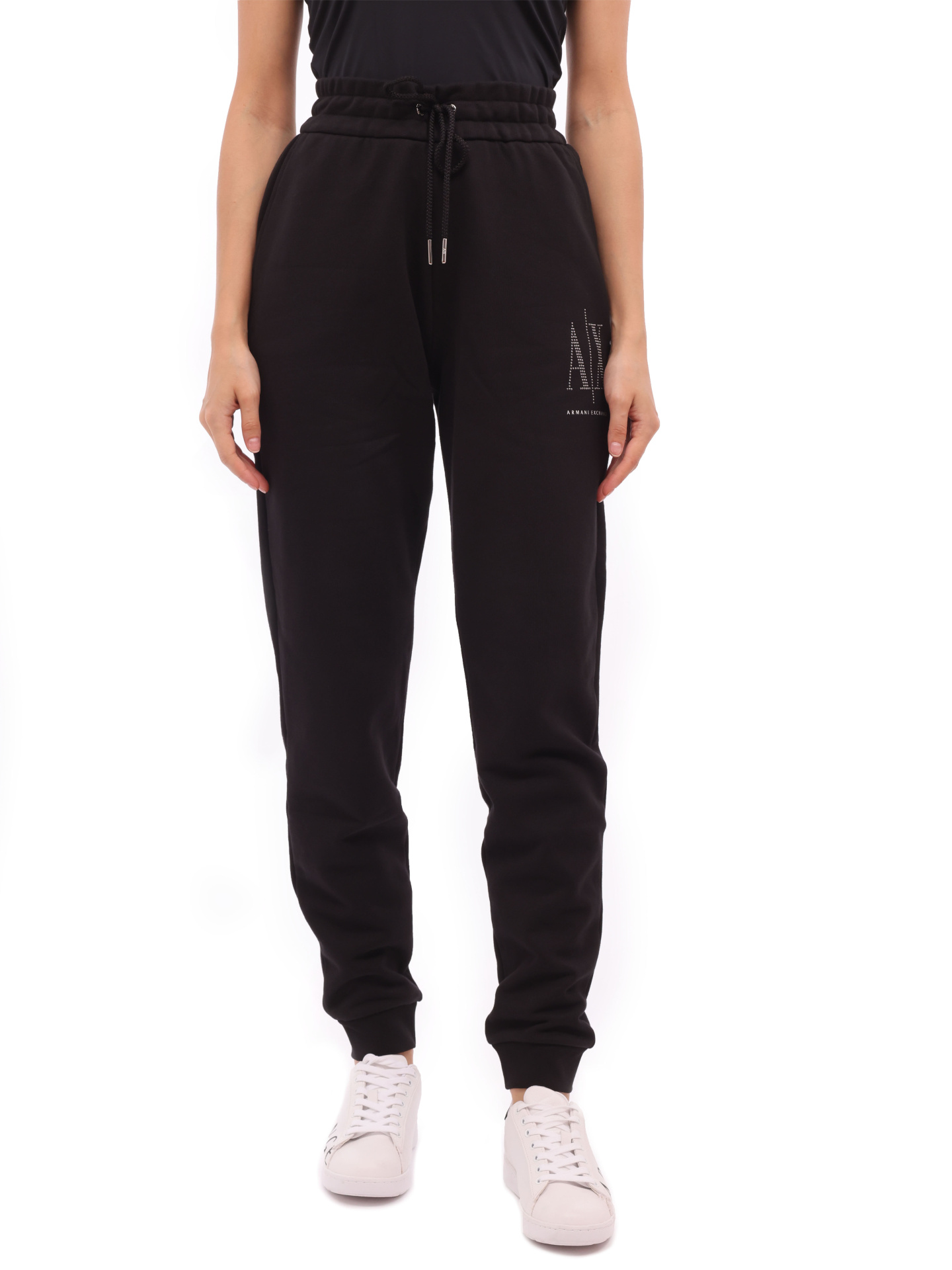 картинка Брюки спортивные Armani Exchange 8NYTFX YJG3Z 1200 черные женские с манжетами от магазина Verdistore