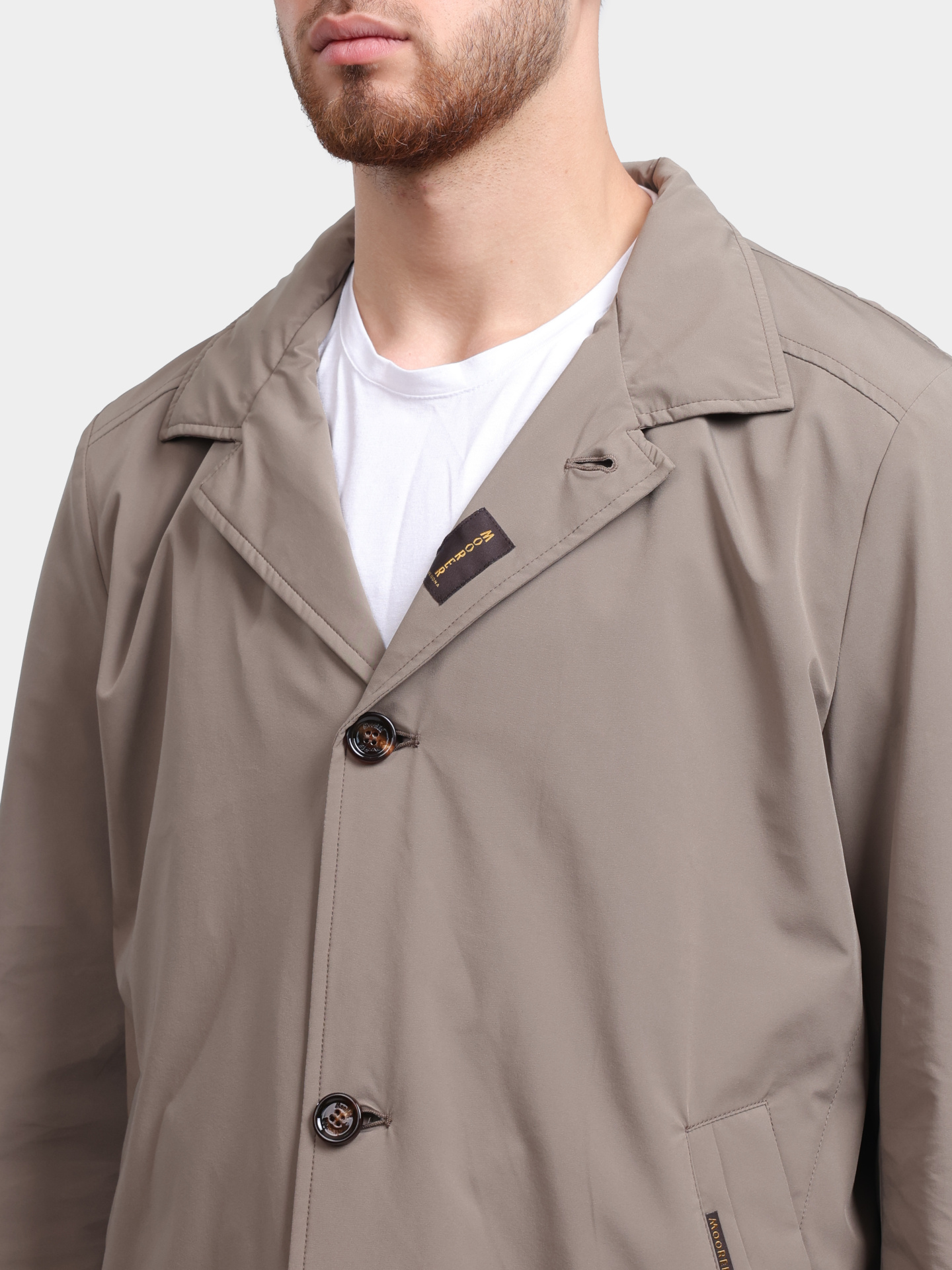 Тренч MooRER HEKTOR - KN бежевый однобортный мужской — купить в интернет-магазине Verdistore