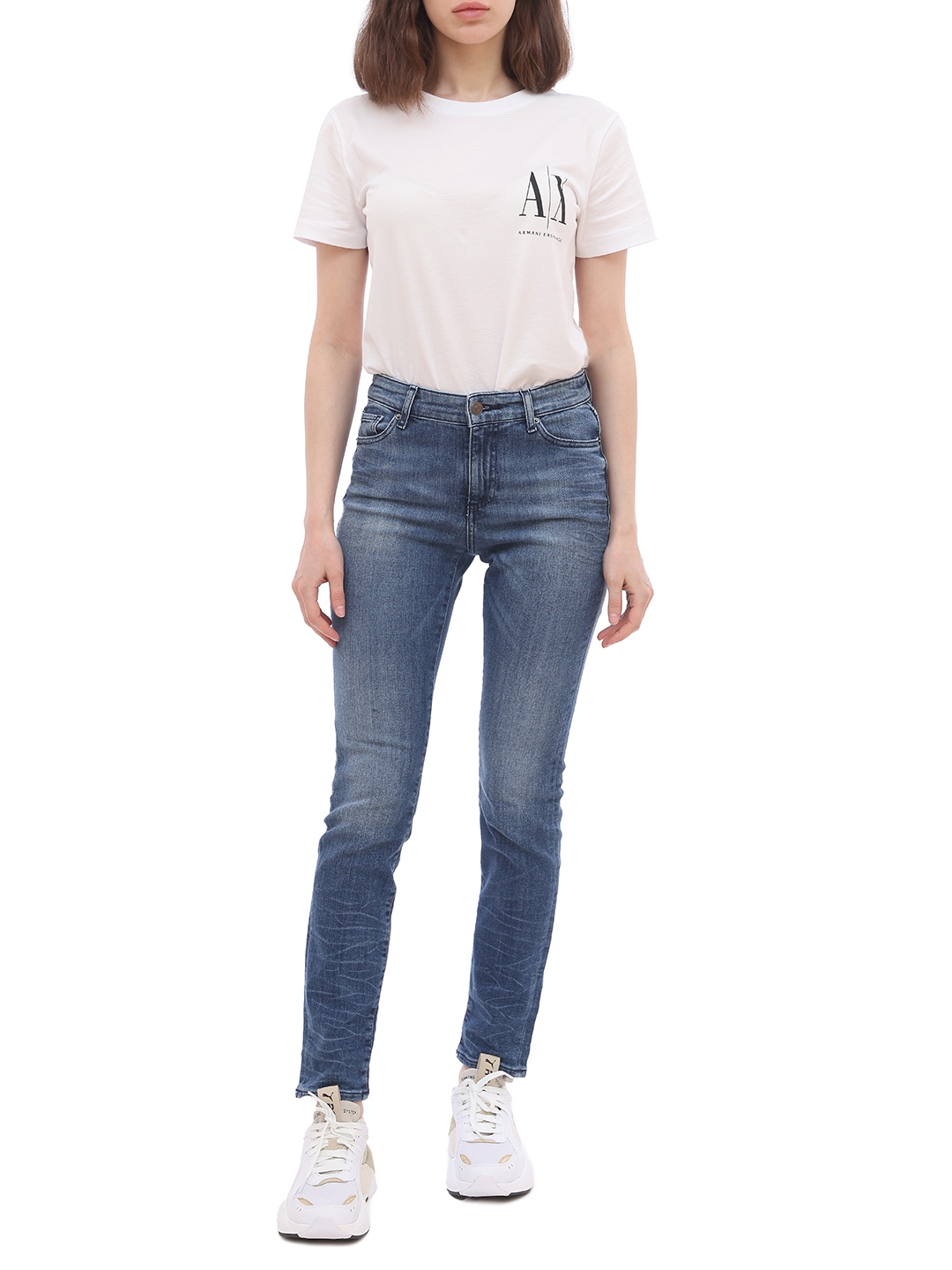 Джинсы Armani Exchange 3GYJ10 голубые женские зауженные — купить в интернет-магазине Verdistore