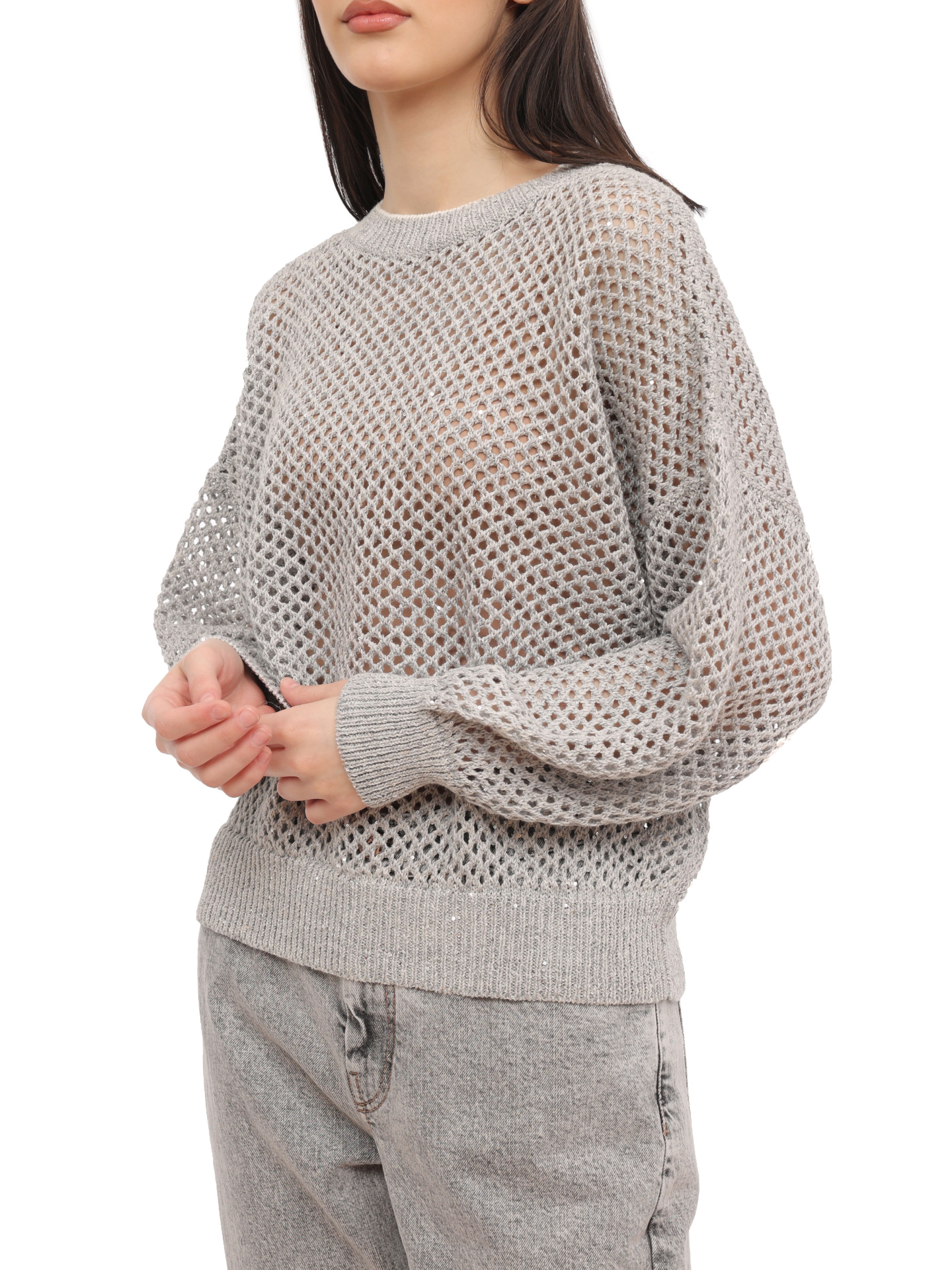 Джемпер Brunello Cucinelli MAJ585210 C1316 сетчатый женский — купить в интернет-магазине Verdistore