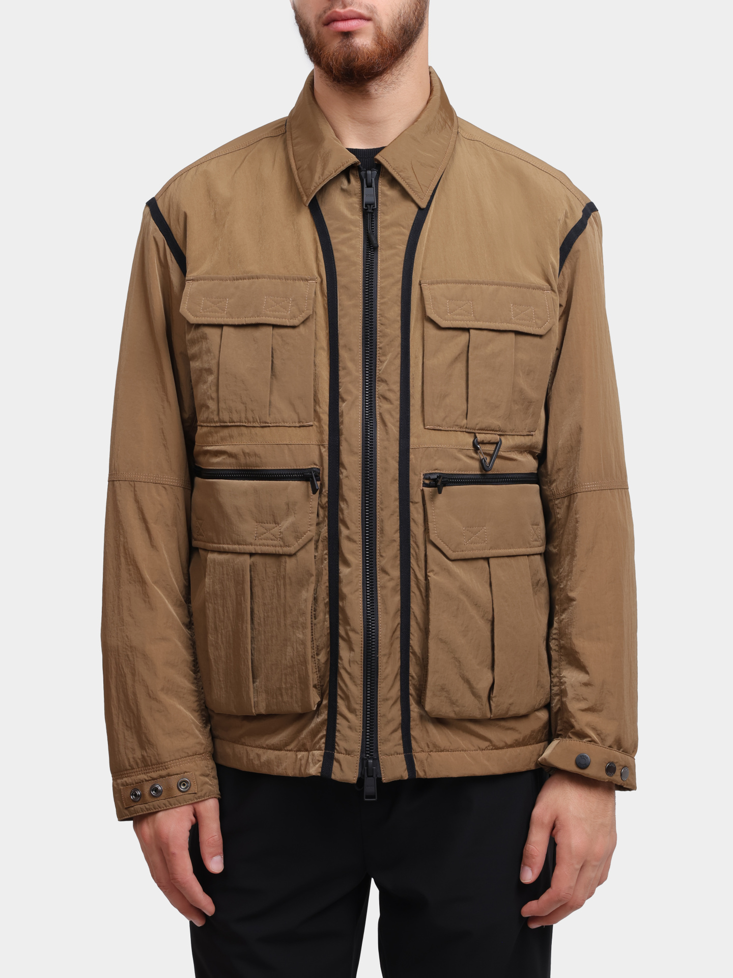 Куртка Boss 50483888 коричневая мужская с контрастной отделкой — купить в интернет-магазине Verdistore