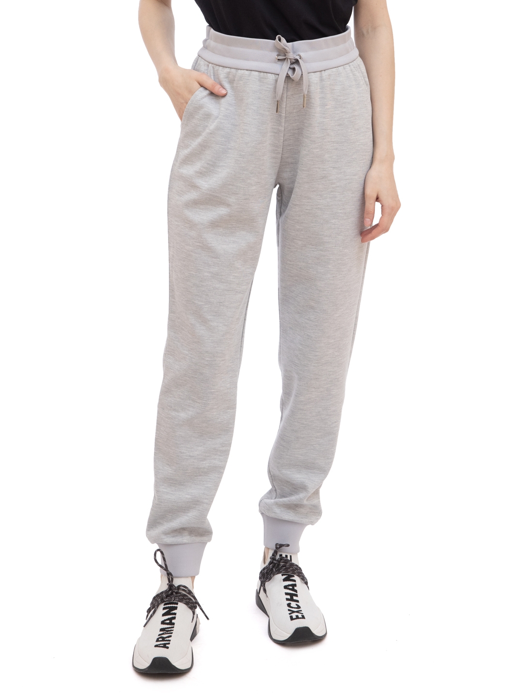 картинка Брюки спортивные Armani Exchange 8NYP97 YJ1GZ серые женские с эластичными манжетами от магазина Verdistore