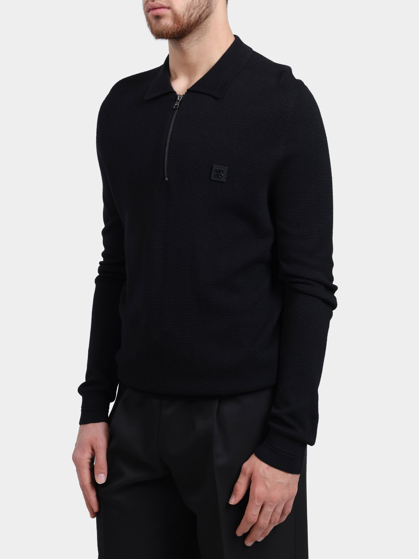 Свитер-поло Hugo 50504386 001 черный мужской — купить в интернет-магазине Verdistore