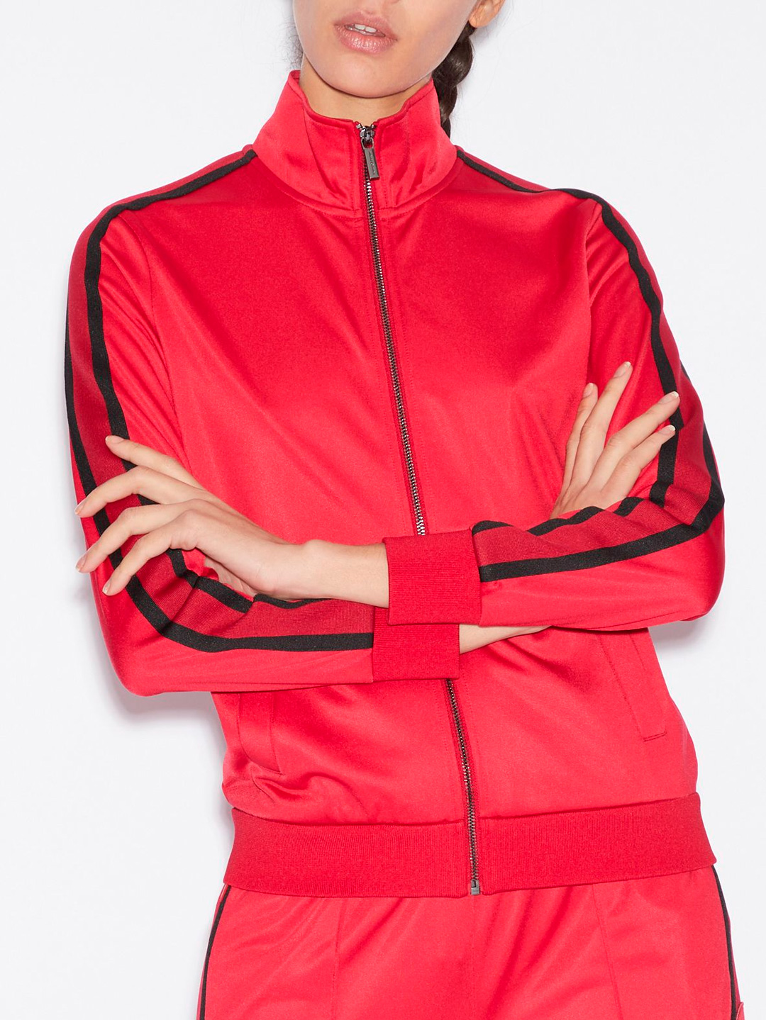Мастерка Armani Exchange 3GYM77 1452 красная женская с контрастными полосками — купить в интернет-магазине Verdistore