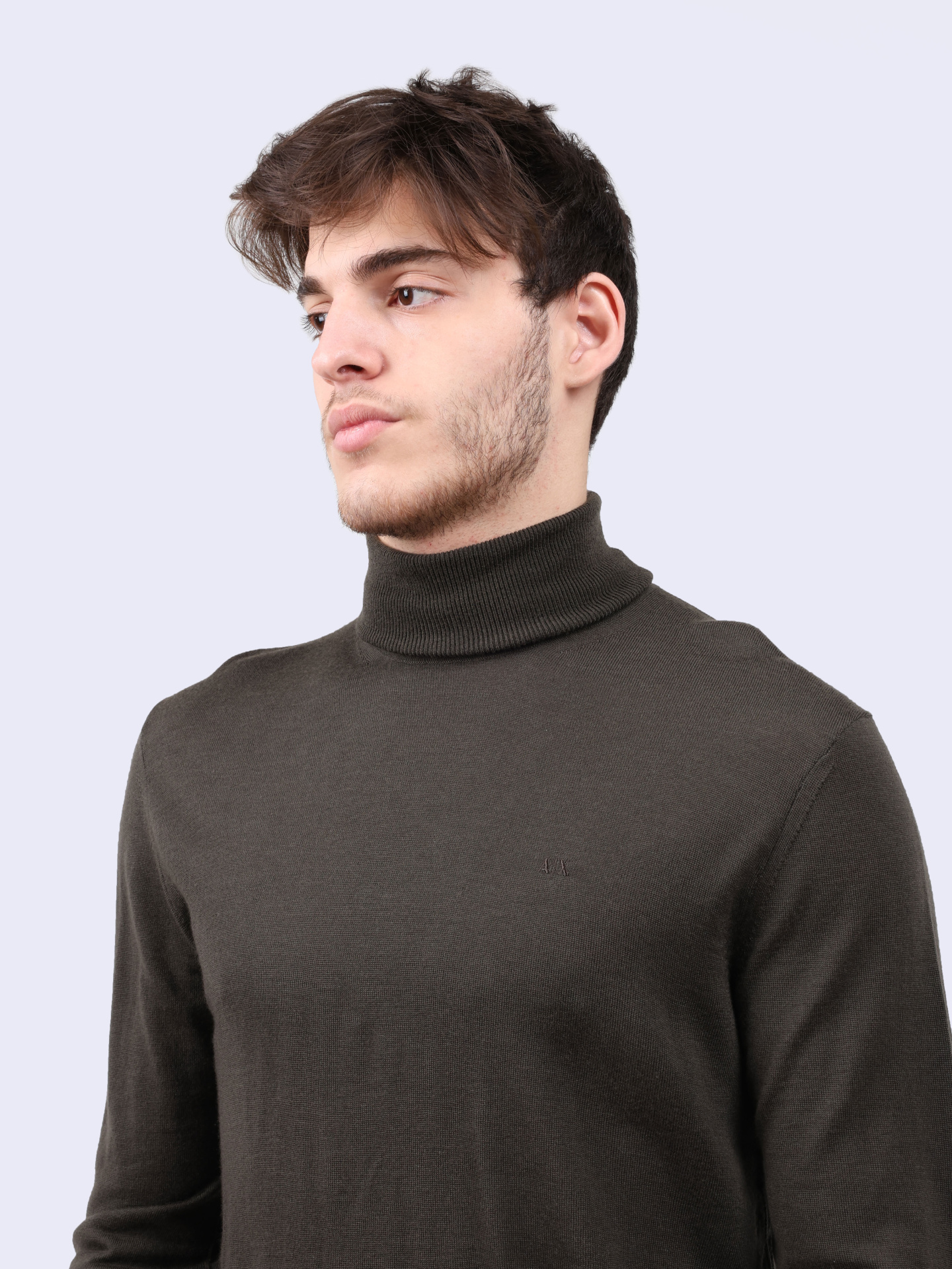 Водолазка Armani Exchange 8NZM3C ZM8AZ 1897 оливковая мужская из шерсти — купить в интернет-магазине Verdistore