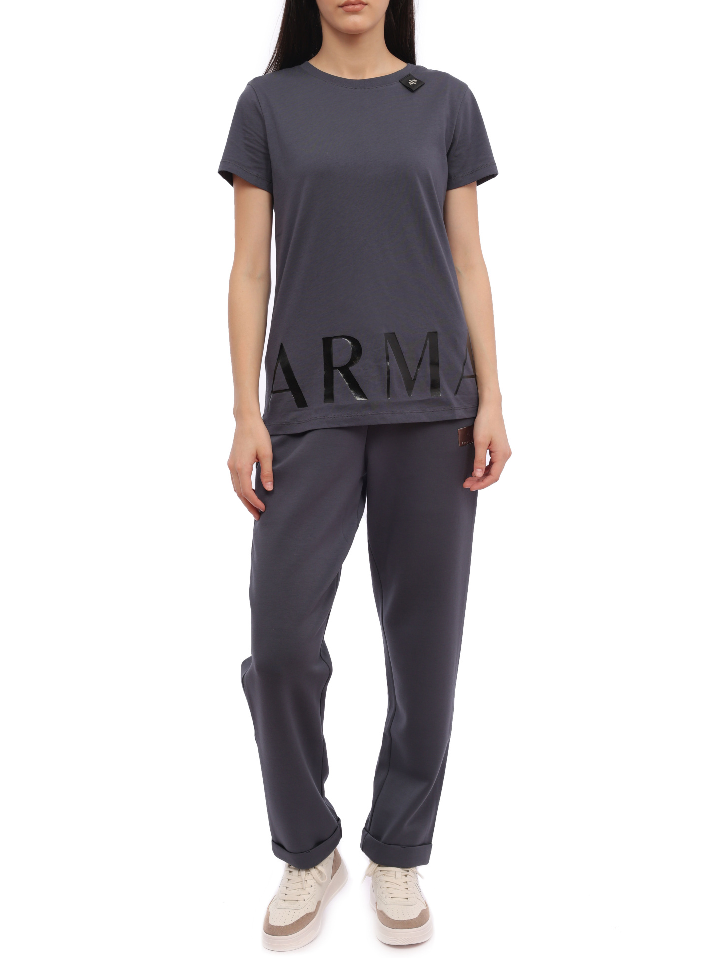 картинка Брюки спортивные Armani Exchange 6RYPAL YJEPZ 1990 серые женские с подворотами от магазина Verdistore