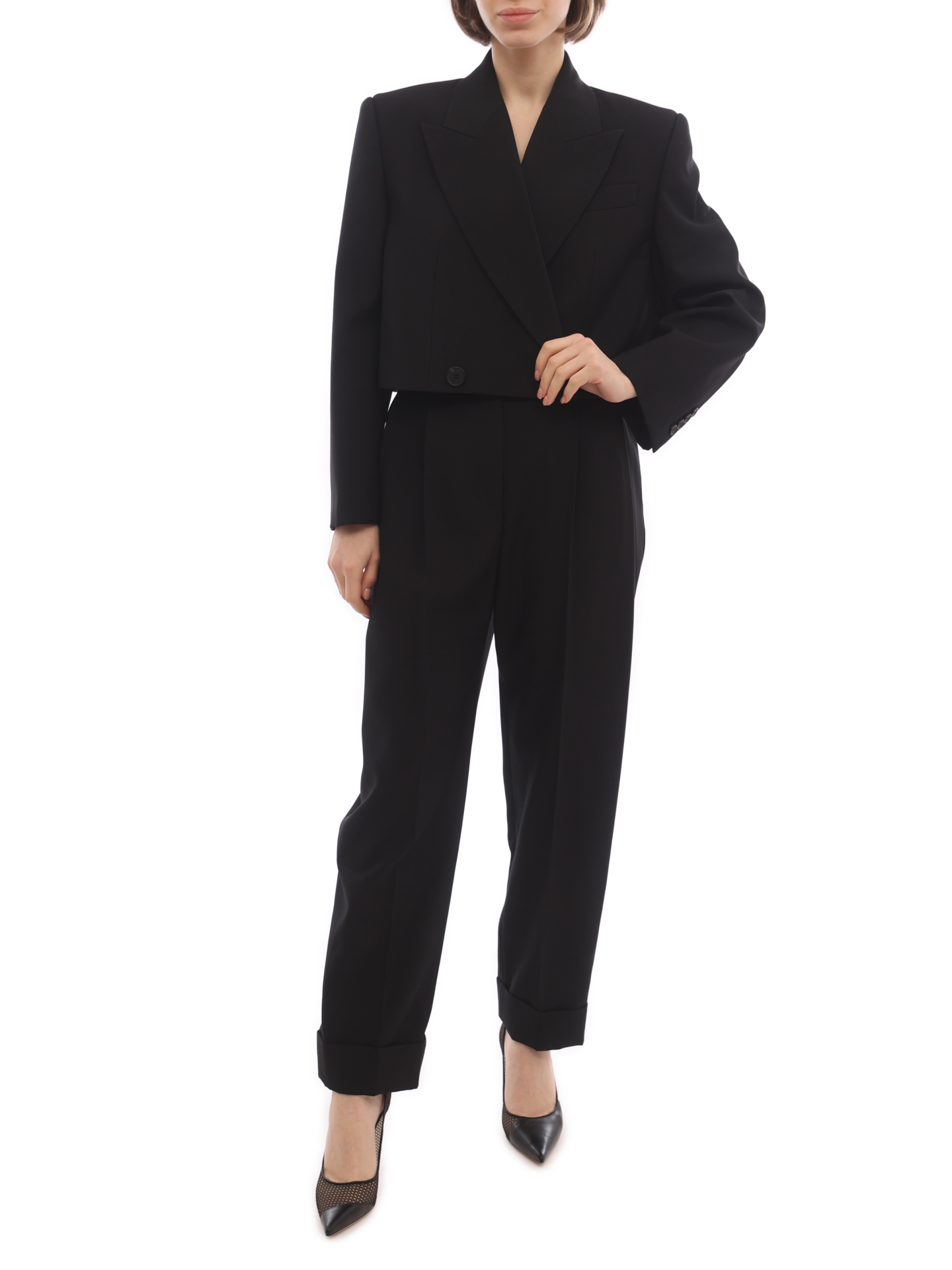 Жакет Alexander McQueen 702145 QJACX 1000 черный женский укороченный — купить в интернет-магазине Verdistore