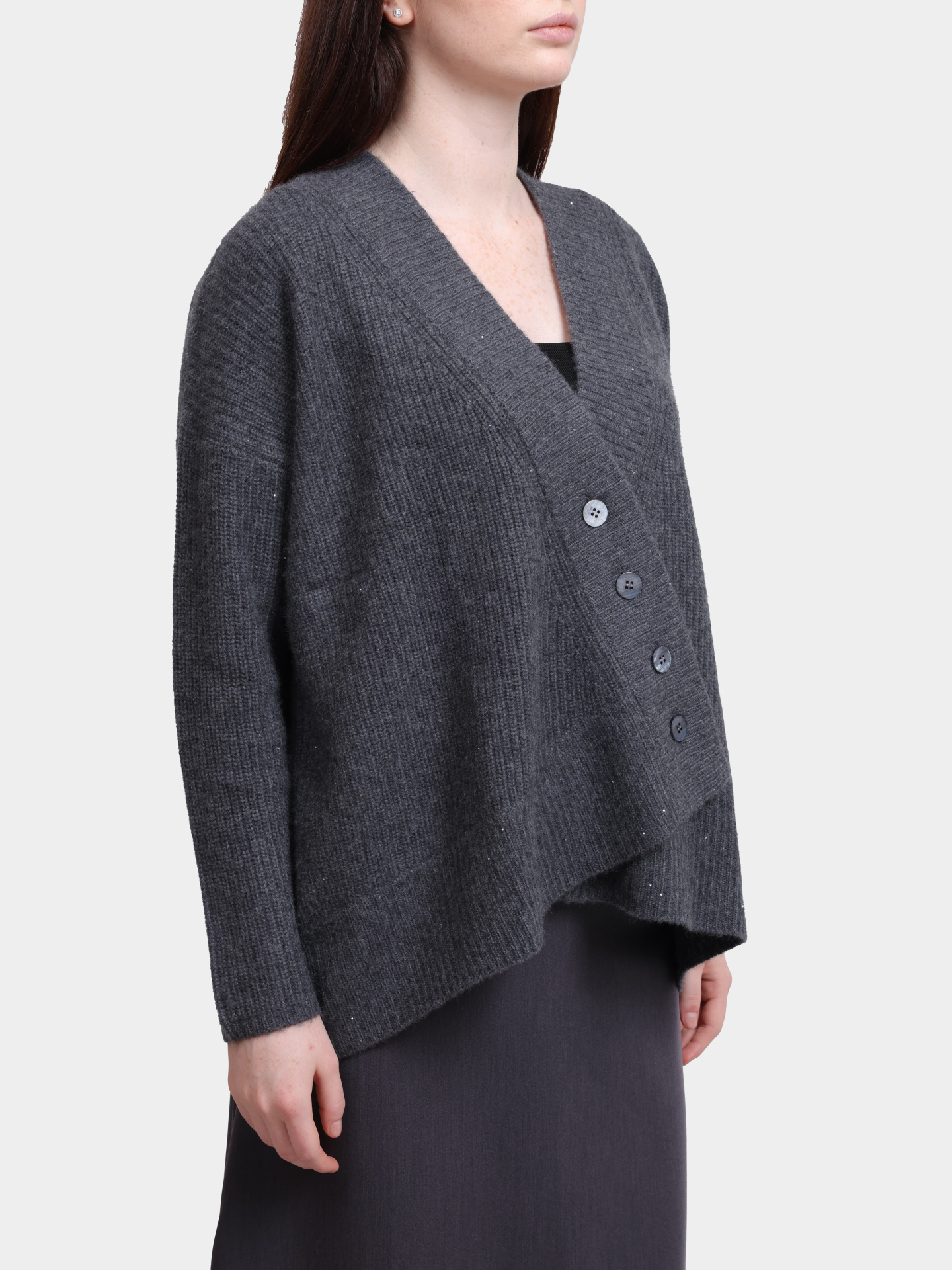 Кардиган Re Vera 56W-11-1934 темно-серый женский с пайетками — купить в интернет-магазине Verdistore