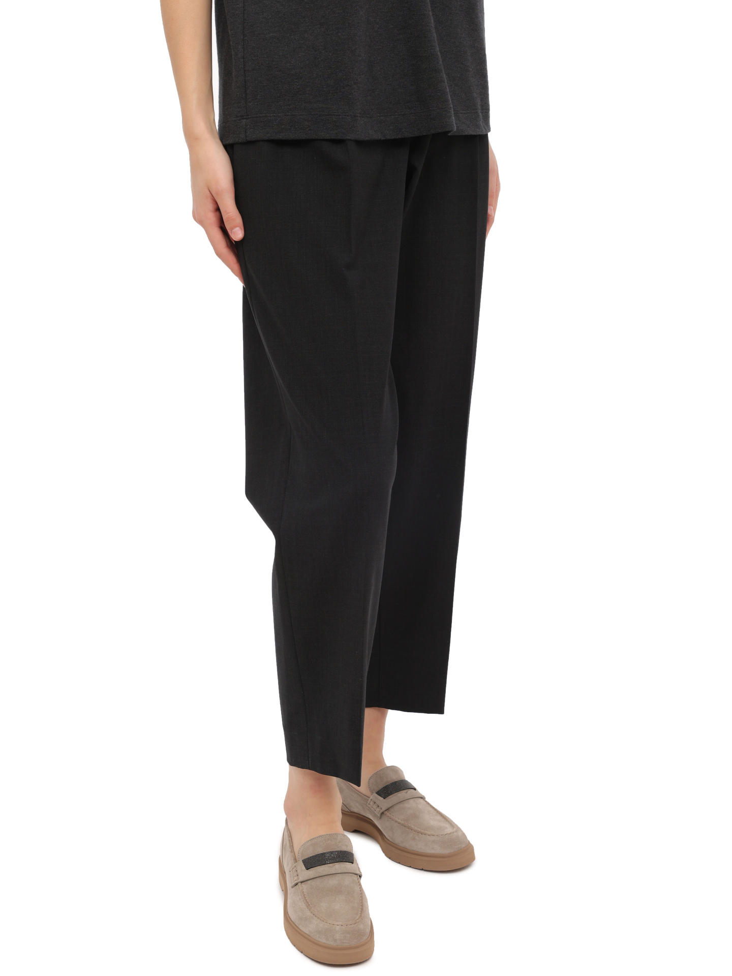 Брюки Brunello Cucinelli M0W08B1219 C2803 шерстяные женские с защипами — купить в интернет-магазине Verdistore