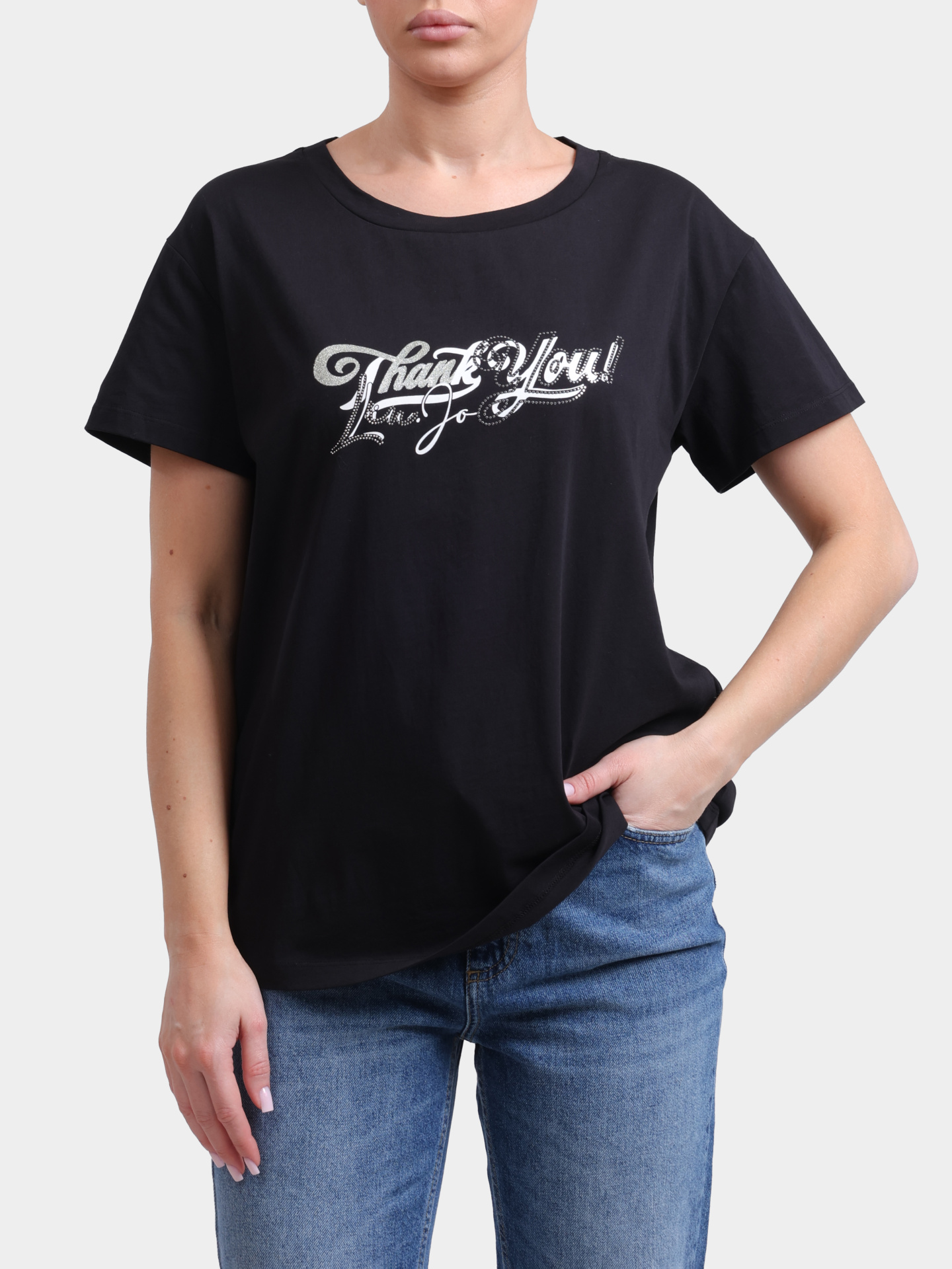 Футболка Liu-Jo TF5279 JS003 M9774 черная женская из хлопка — купить в интернет-магазине Verdistore