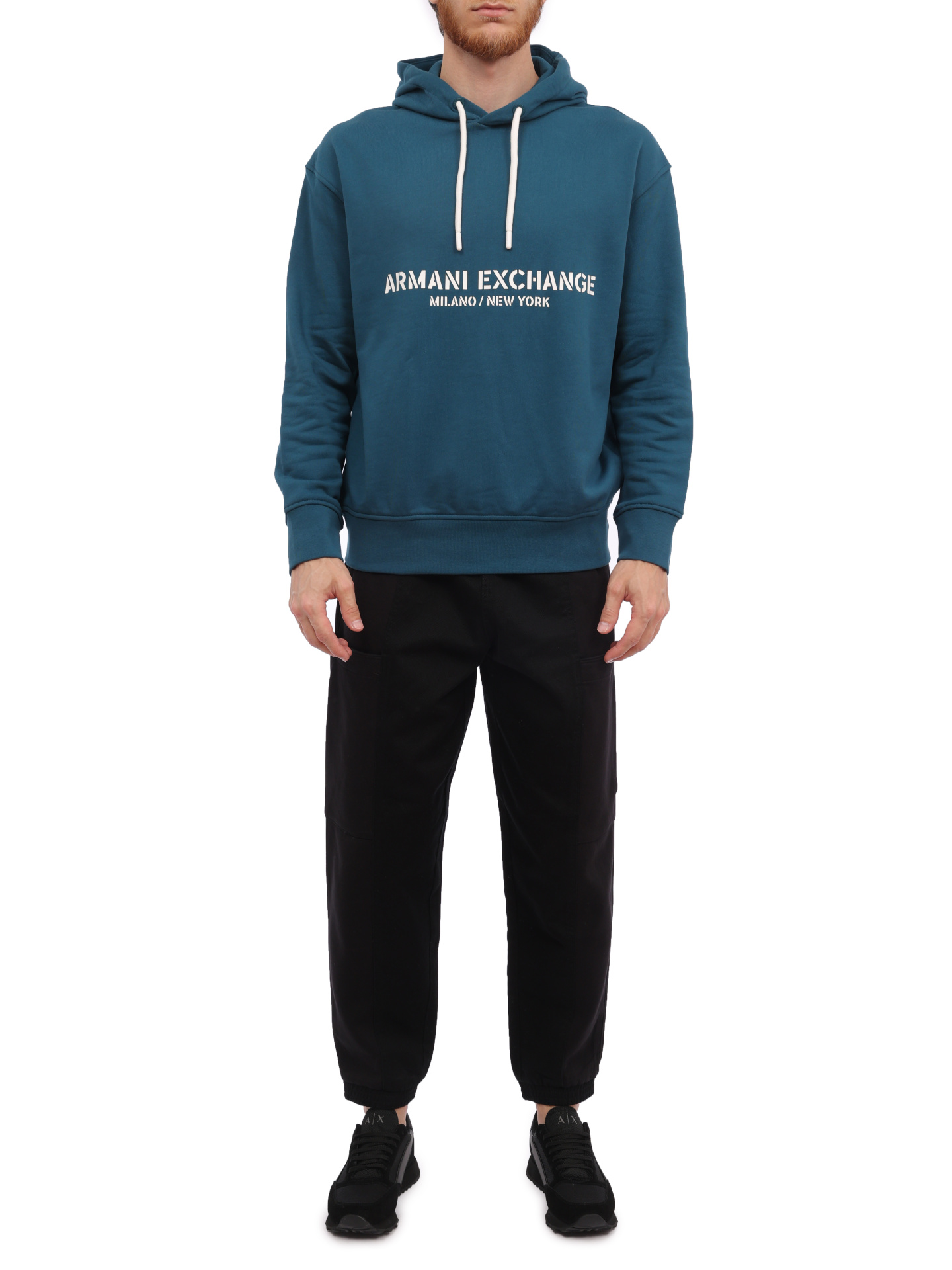 Худи Armani Exchange 6RZMLE ZJ4XZ 15CR синее мужское с логотипом — купить в интернет-магазине Verdistore