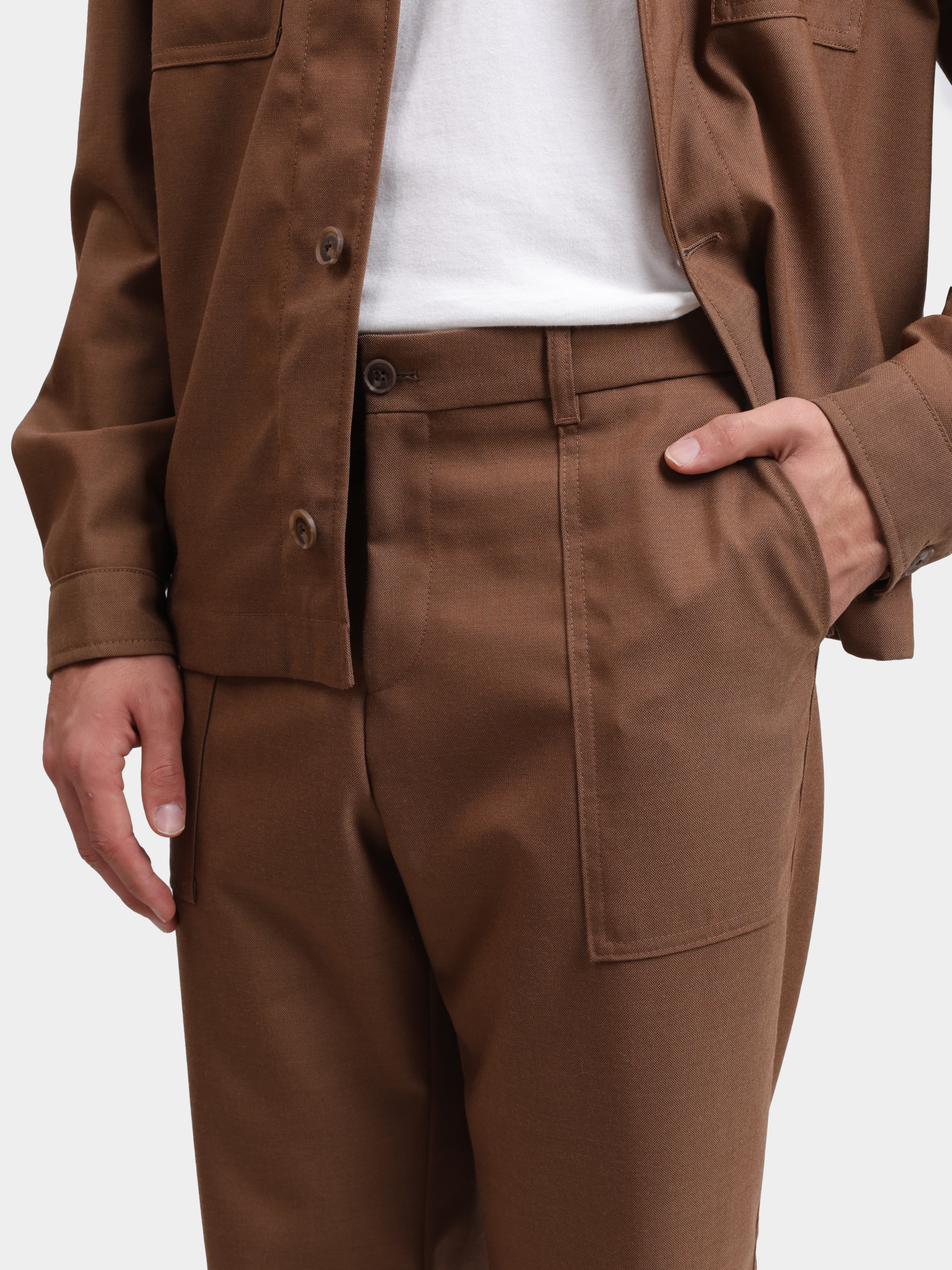 Брюки Boss 50546347 217 коричневые мужские из шерсти — купить в интернет-магазине Verdistore