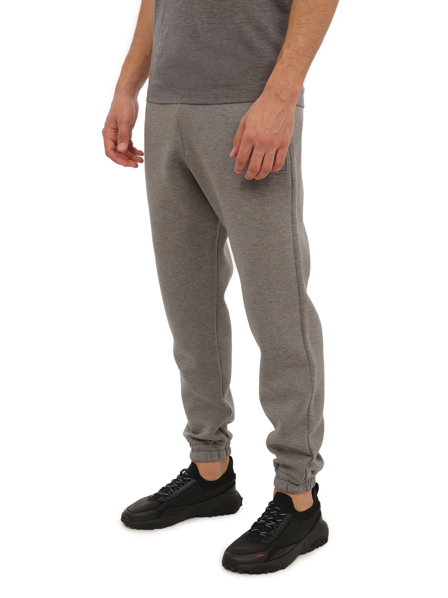 Брюки спортивные серые из мягкой ткани с манжетами снизу — купить в интернет-магазине Verdistore