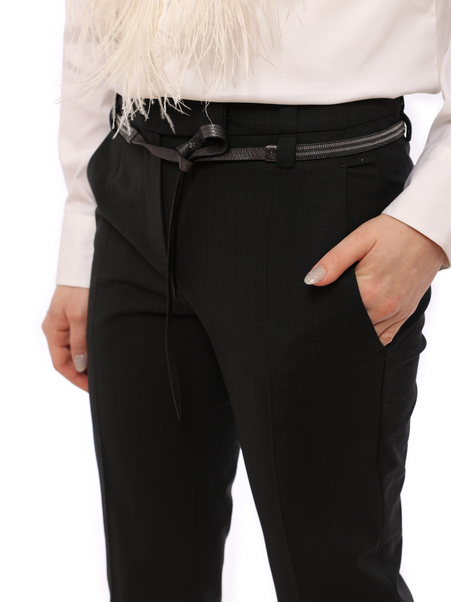 Брюки Brunello Cucinelli M0W07P6226 C2803 темно-серые с ремешком — купить в интернет-магазине Verdistore