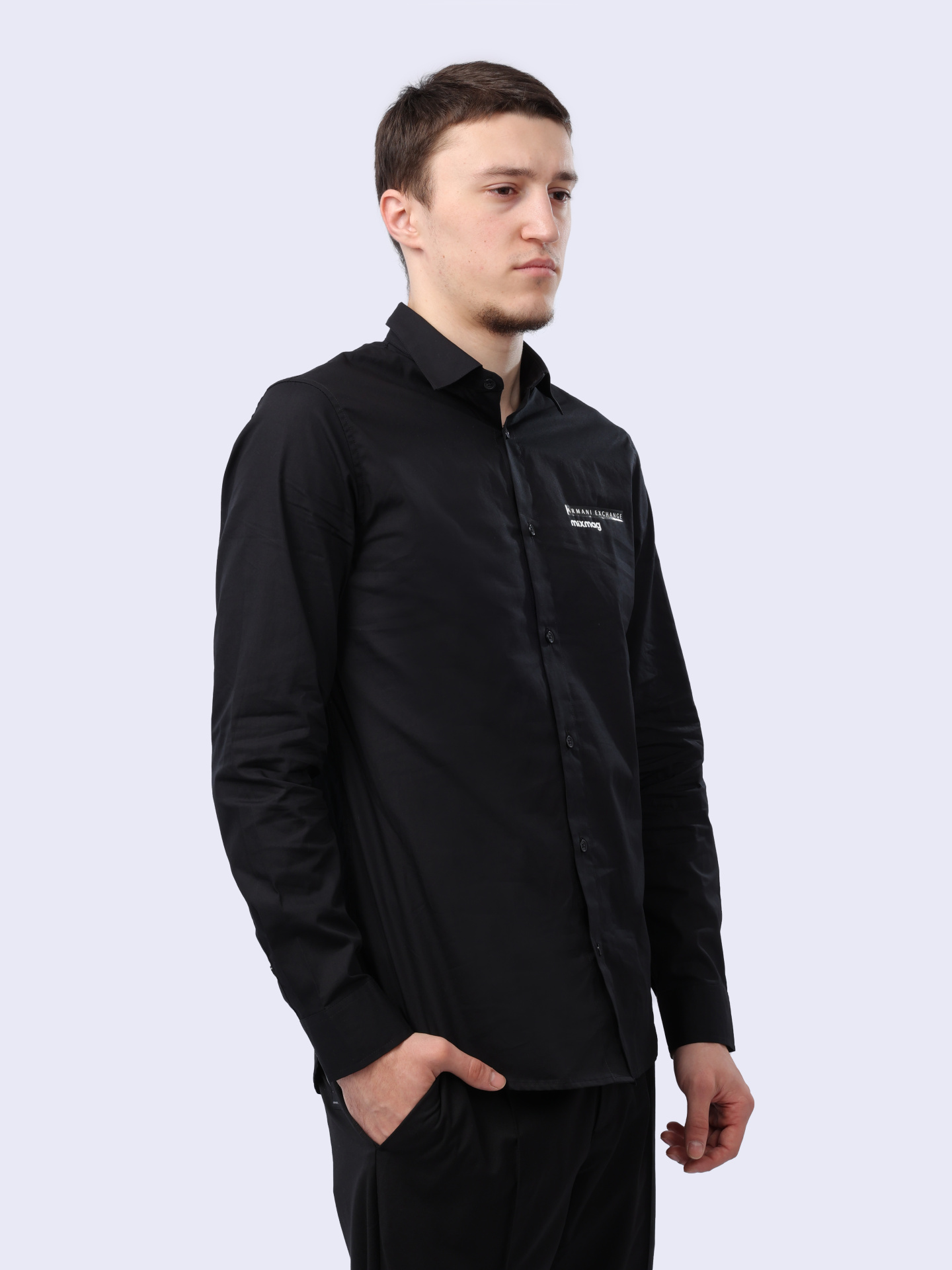 Рубашка Armani Exchange 3DZC26 ZNXLZ 1200 черная мужская — купить в интернет-магазине Verdistore