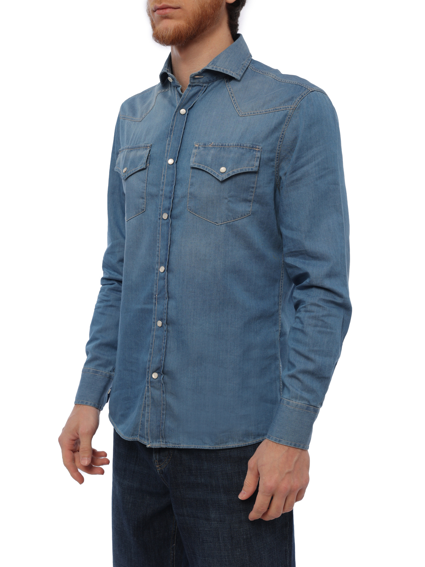 Рубашка Brunello Cucinelli MR683B2036 СOM47 джинсовая мужская — купить в интернет-магазине Verdistore
