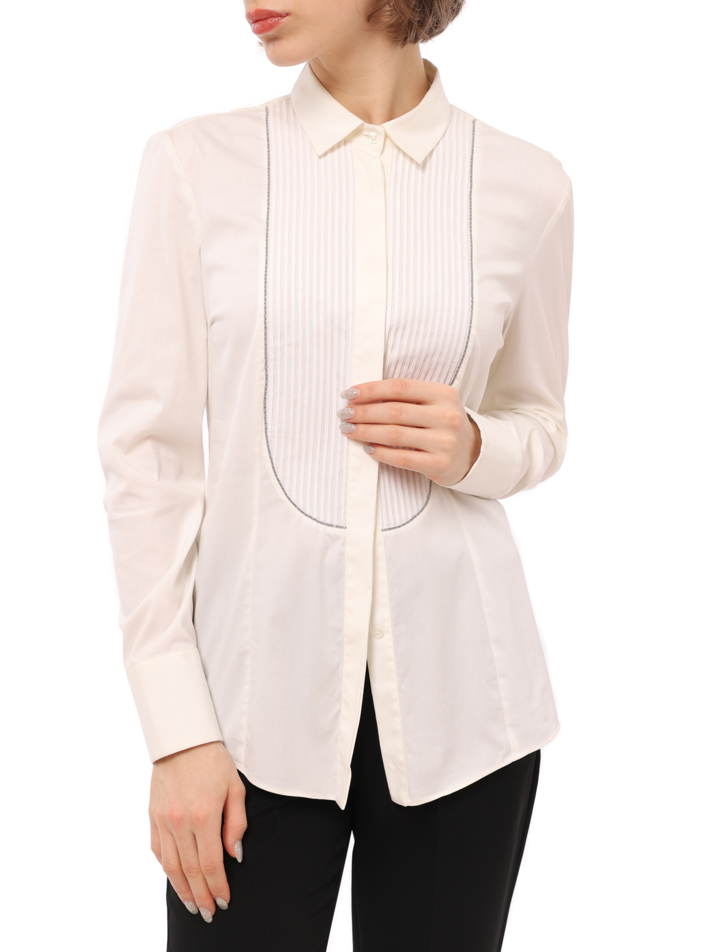 Блузка Brunello Cucinelli M009157M16 белая женская из хлопка — купить в интернет-магазине Verdistore