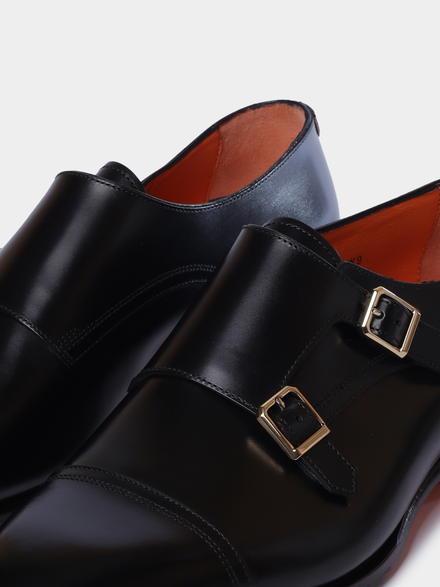 Монки Santoni MCAG19027JJ6BNTGN01 черные мужские из натуральной кожи с двумя пряжками — купить в интернет-магазине Verdistore