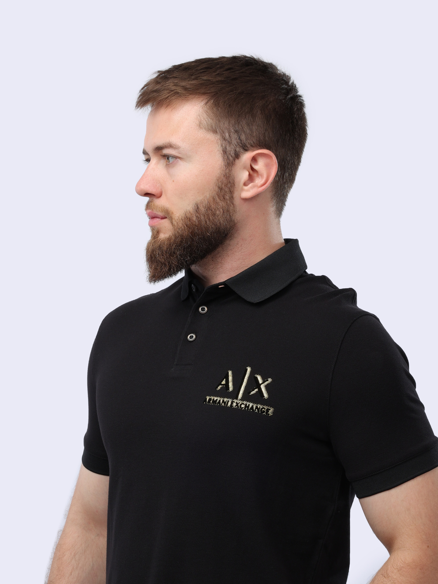 Поло Armani Exchange 8NZFSB ZJM5Z 1200 черное мужское из хлопка — купить в интернет-магазине Verdistore