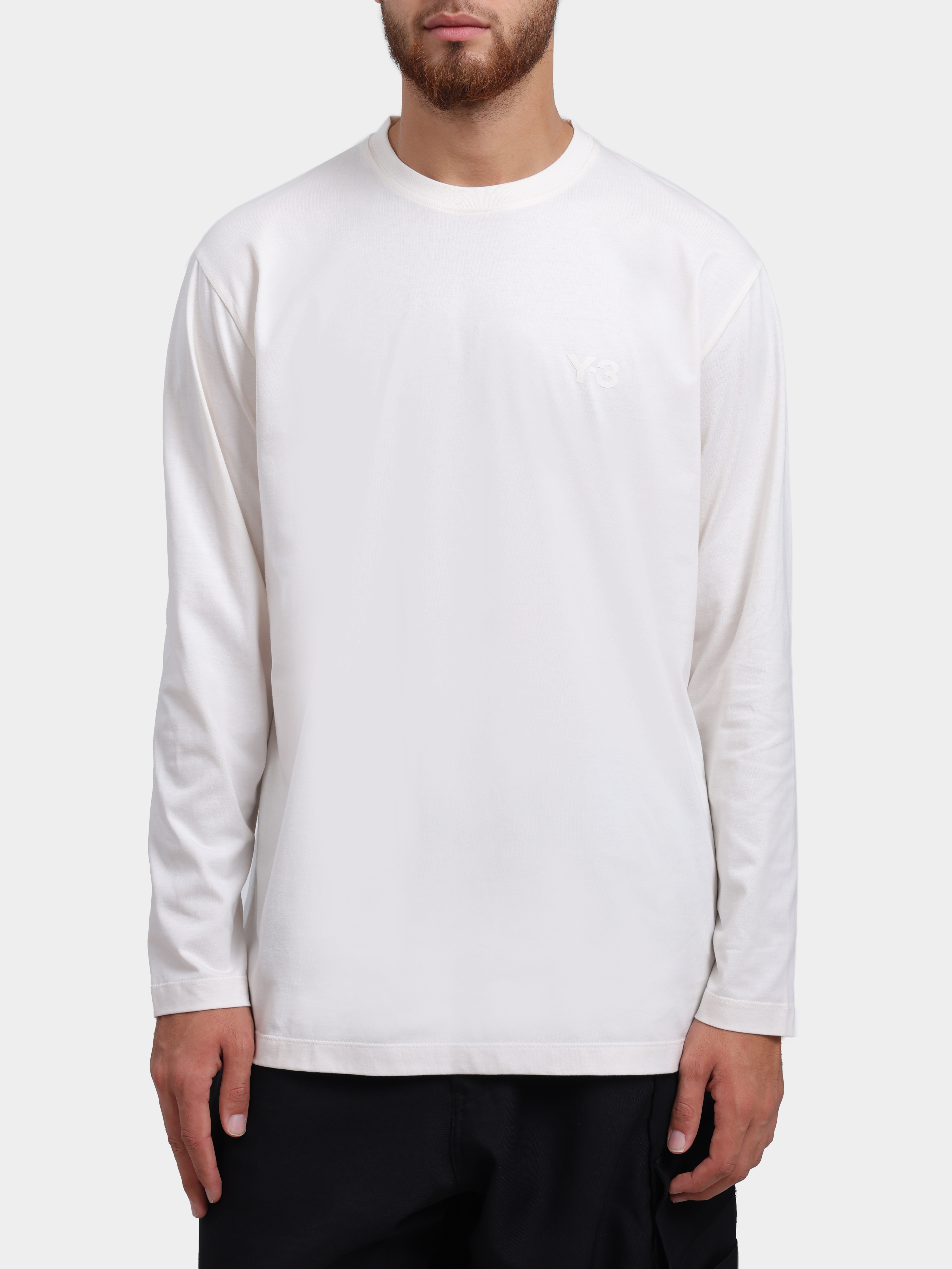 Лонгслив Y3 KQ9777 белый мужской с маленьким логотипом — купить в интернет-магазине Verdistore