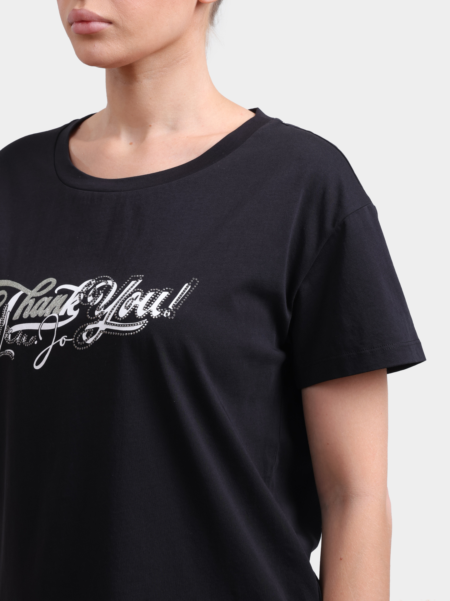 Футболка Liu-Jo TF5279 JS003 M9774 черная женская из хлопка — купить в интернет-магазине Verdistore