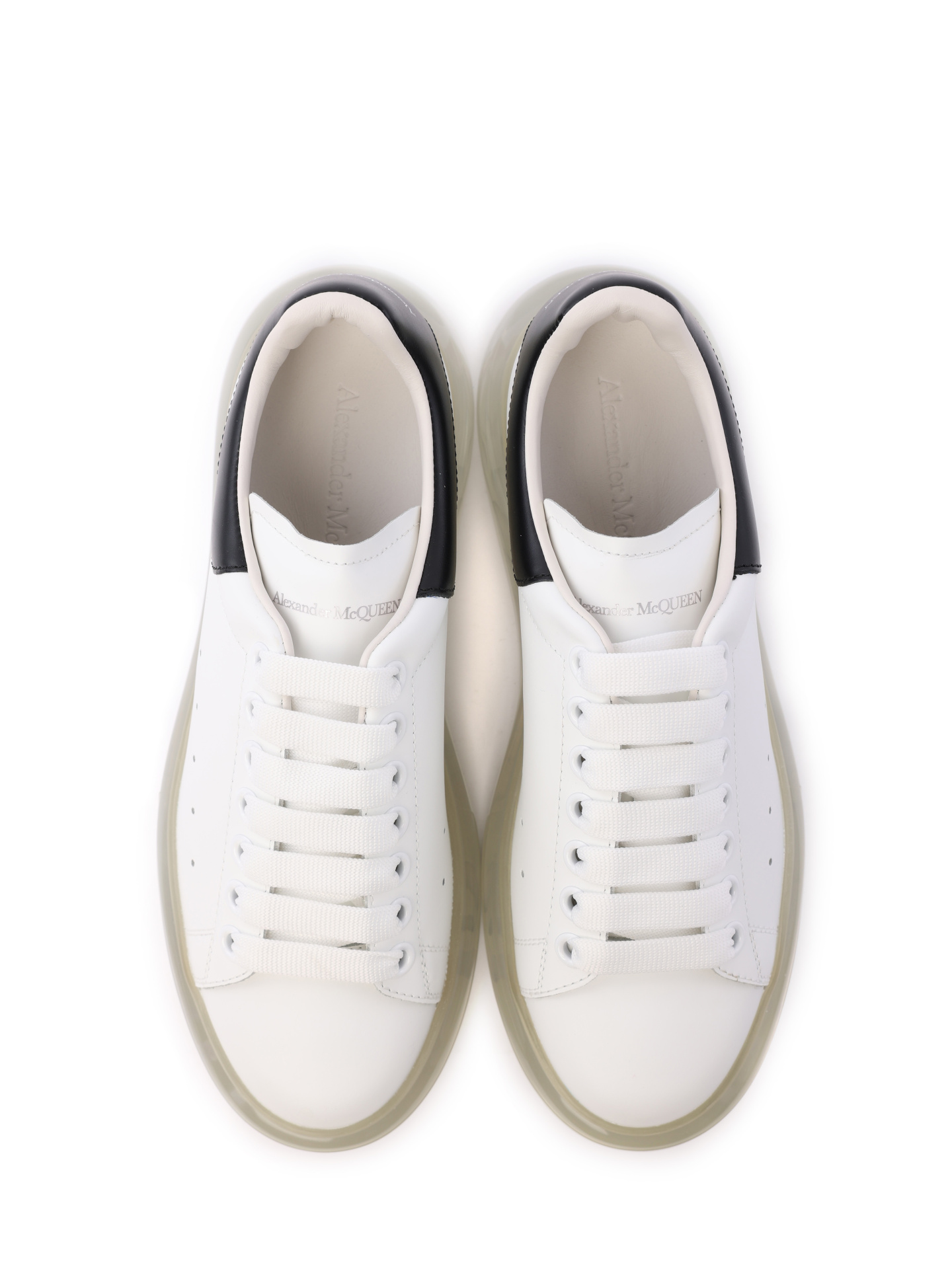 Кеды Alexander McQueen 611698WHX98 9061 белые женские с массивной прозрачной подошвой — купить в интернет-магазине Verdistore