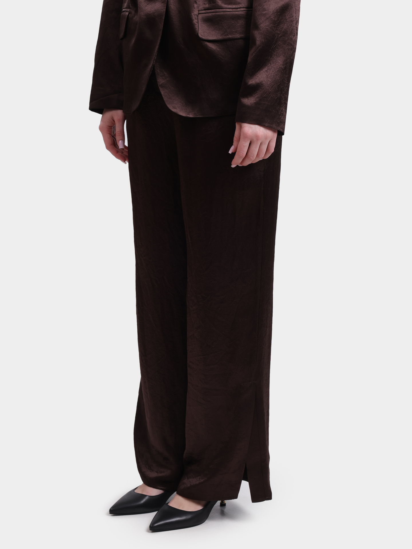 Брюки Liu-Jo BLACK LABEL CA6147 T450A P9576 коричневые женские с разрезами — купить в интернет-магазине Verdistore