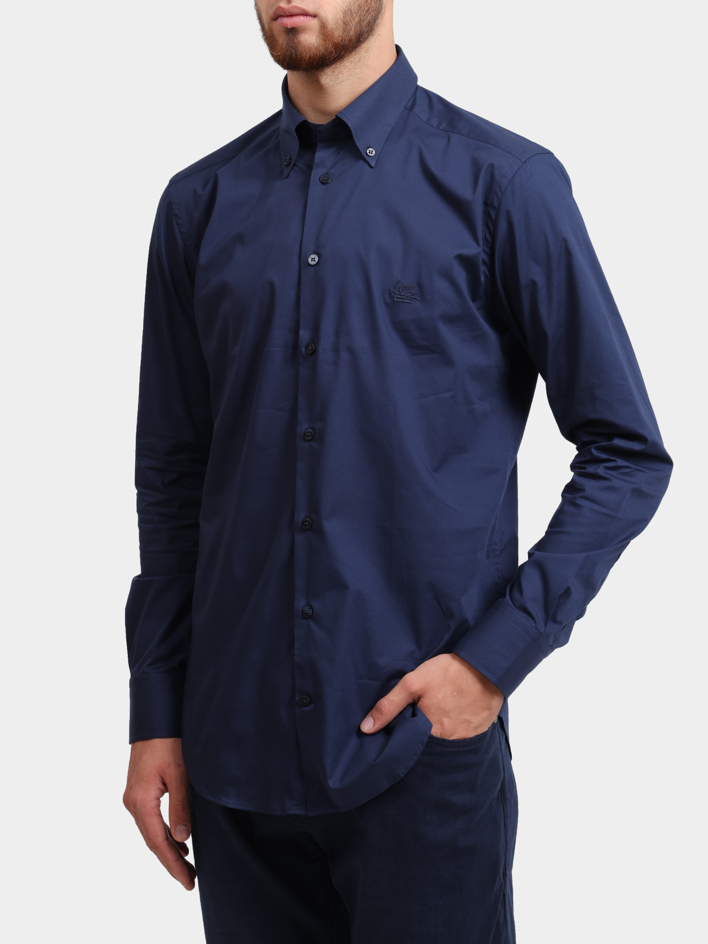 Рубашка MRIB0006 AV607 B0339 хлопковая темно-синяя прямого кроя — купить в интернет-магазине Verdistore