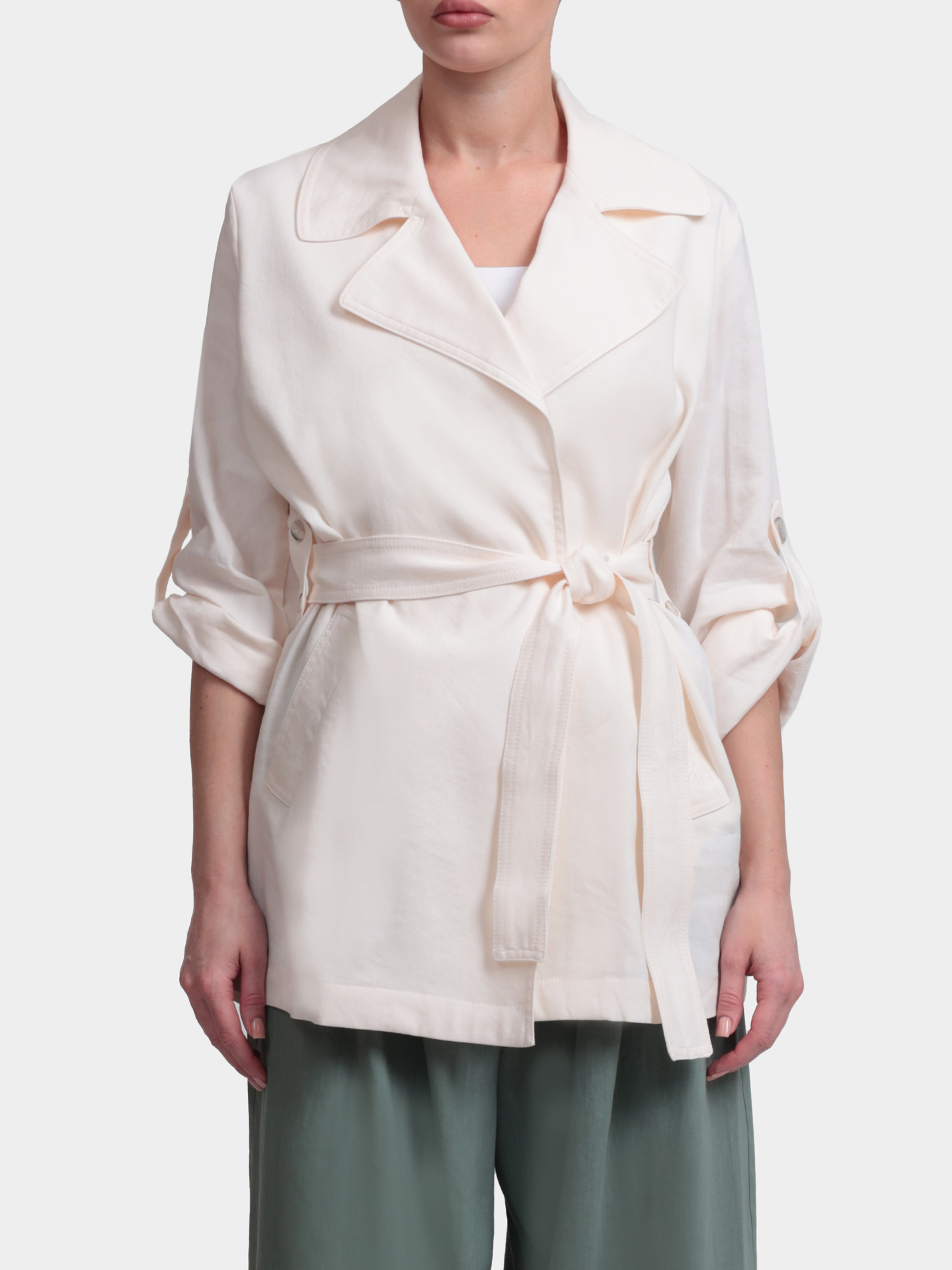 Жакет Marella Monochrome MLMLAMPADA 004 белый женский с поясом — купить в интернет-магазине Verdistore