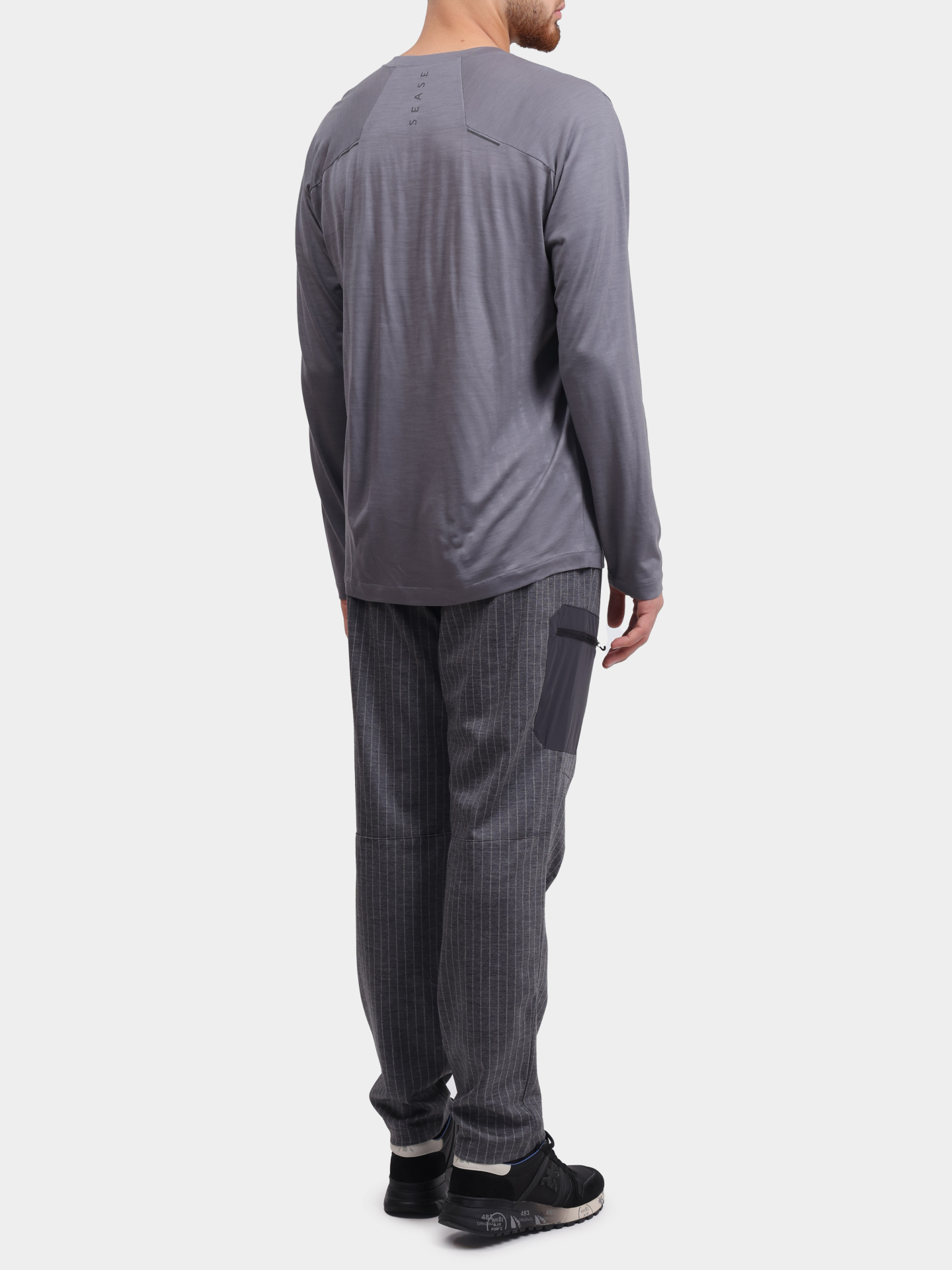 Лонгслив Sease LR040TJ014 N55 серый мужской из шерсти — купить в интернет-магазине Verdistore