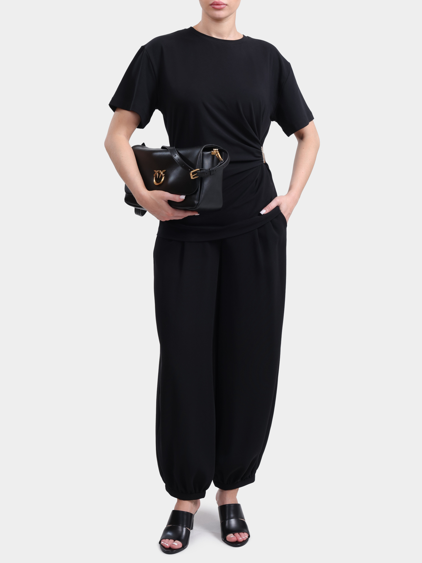 Футболка Pinko 106455 A35D Z99 с драпировкой черная женская — купить в интернет-магазине Verdistore