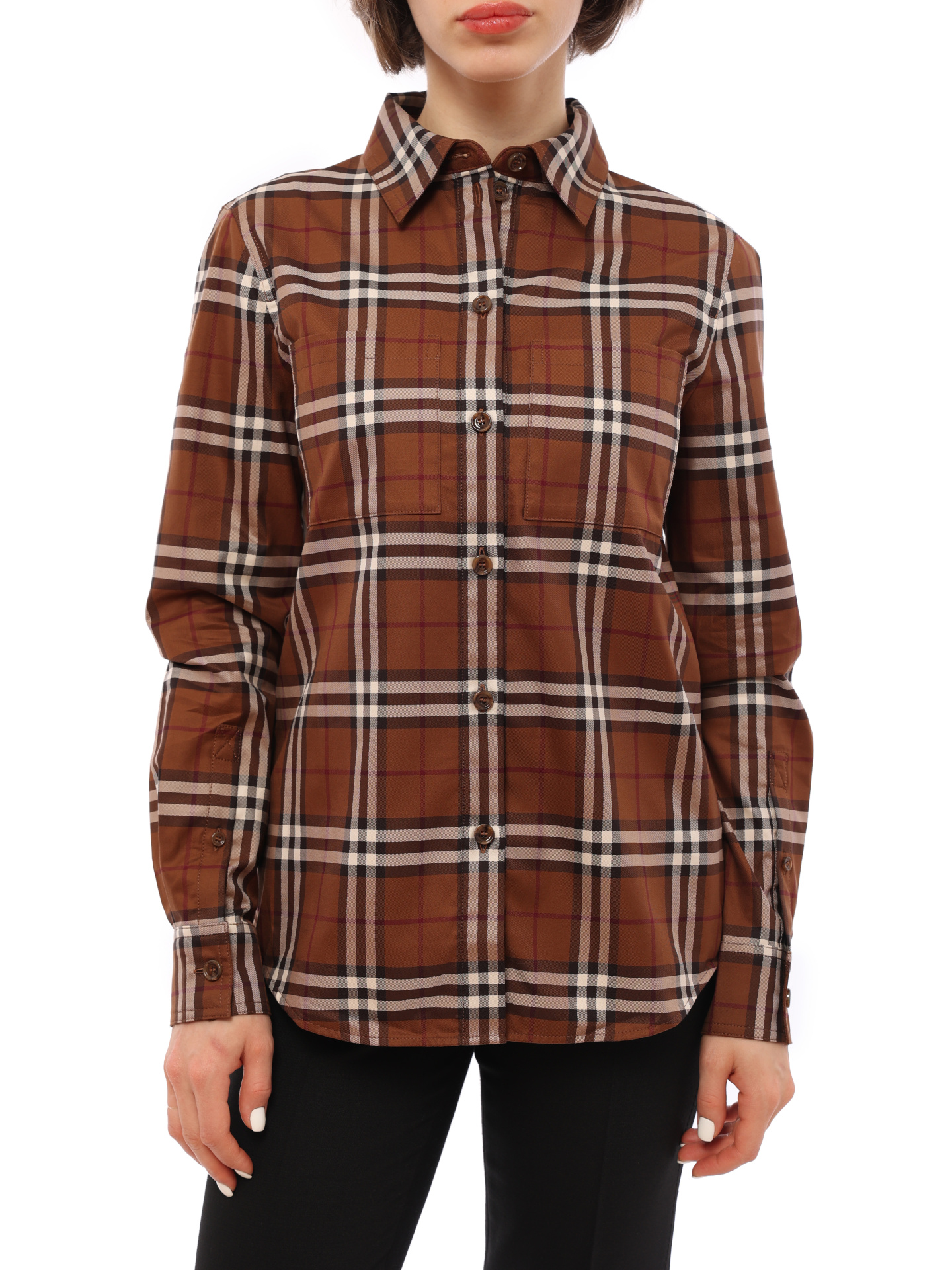 Рубашка Burberry 8063163 A9011 хлопковая женская в клетку — купить в интернет-магазине Verdistore