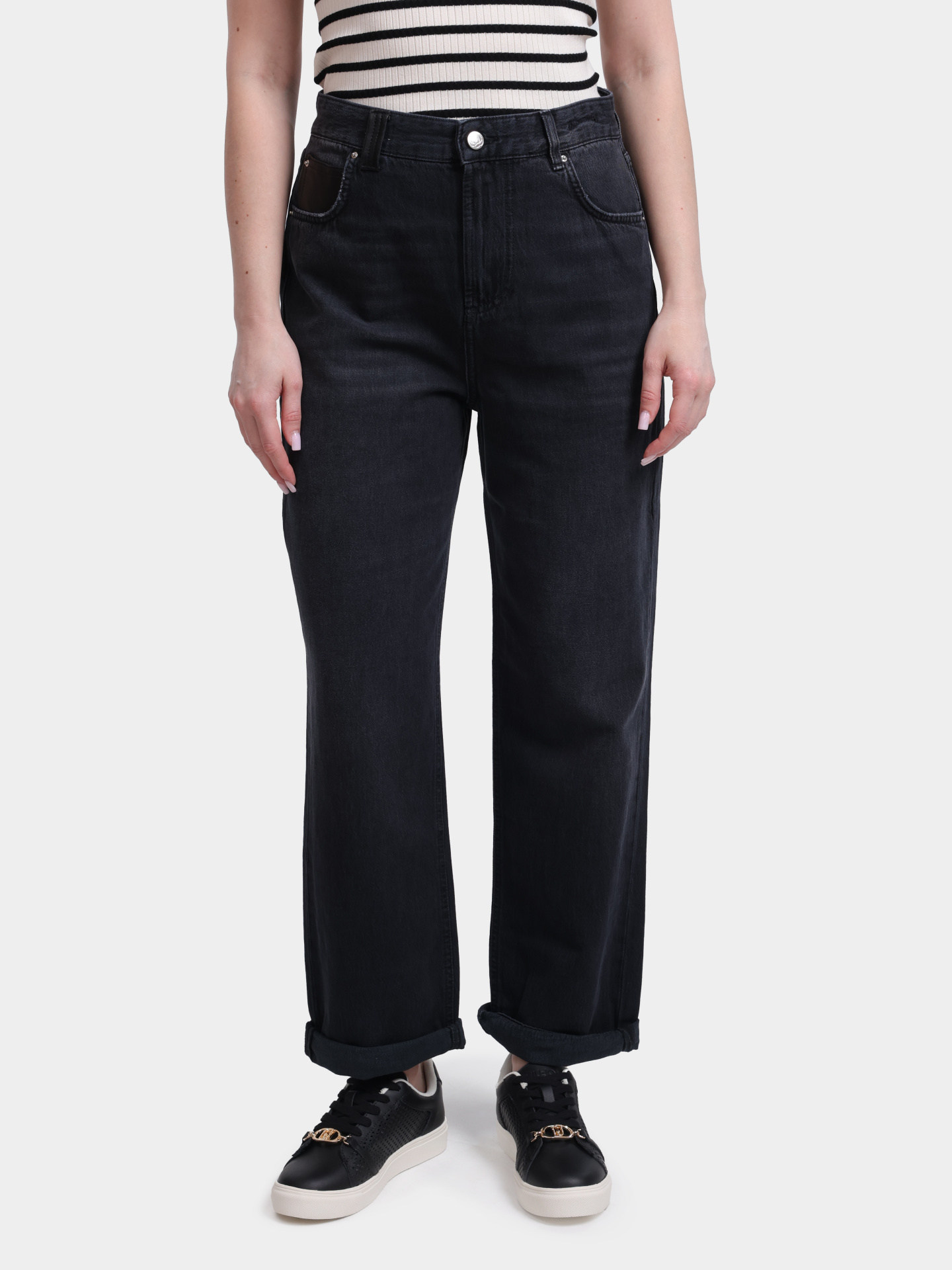 Джинсы Marella Sport MLSTOMBOY 004 черные женские с подворотами — купить в интернет-магазине Verdistore