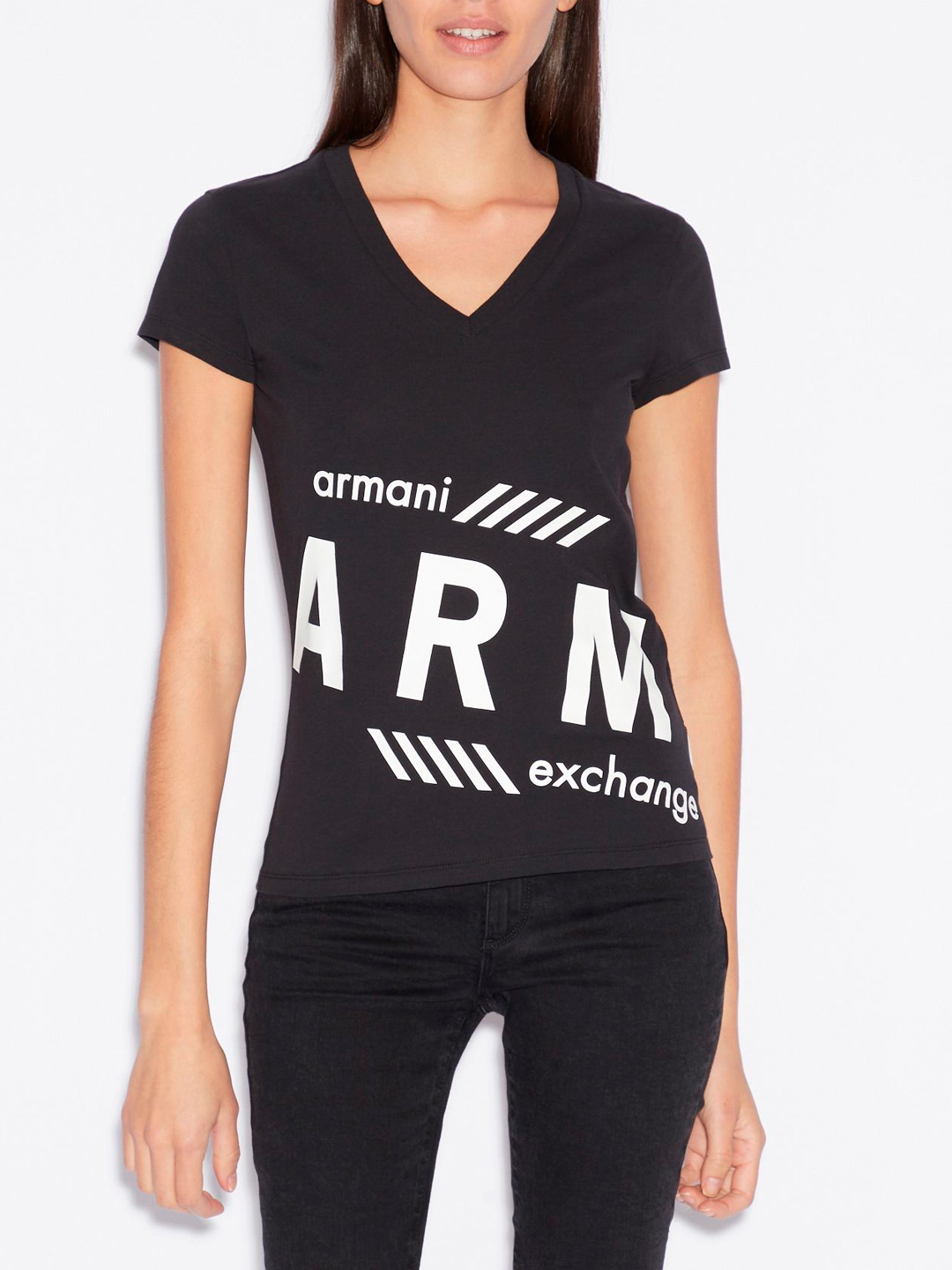 Футболка Armani Exchange 3GYT97 1200 черная женская с логотипом — купить в интернет-магазине Verdistore