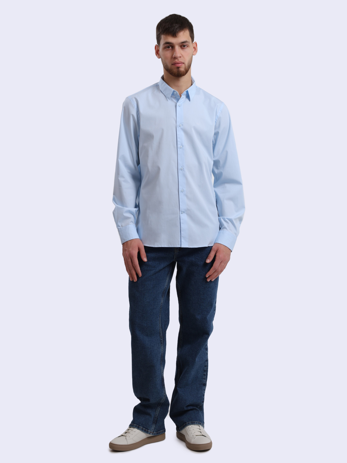 Рубашка Calvin Klein K10K110856 голубая мужская из хлопка — купить в интернет-магазине Verdistore