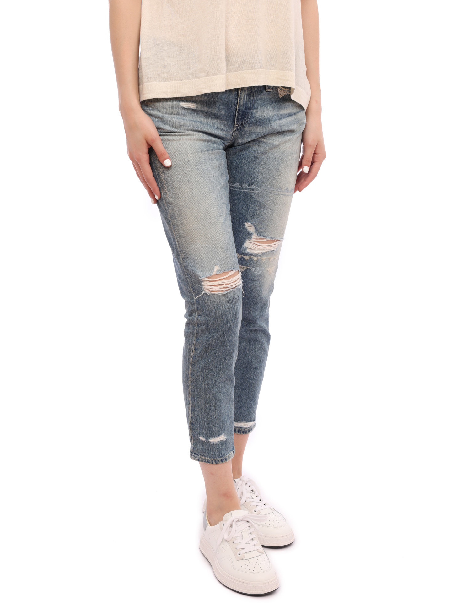 Джинсы AG LGN 1519 17Y-FKL голубые женские с потертостями — купить в интернет-магазине Verdistore