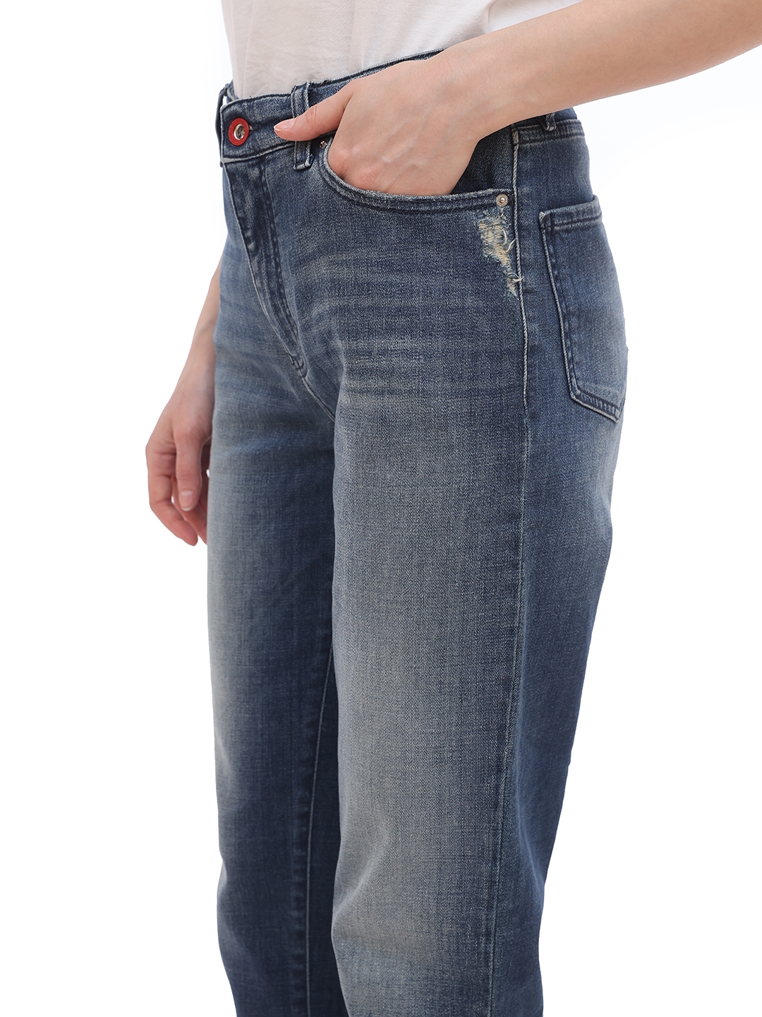 Джинсы Armani Exchange 3HYJ06 синие женские с подворотами — купить в интернет-магазине Verdistore