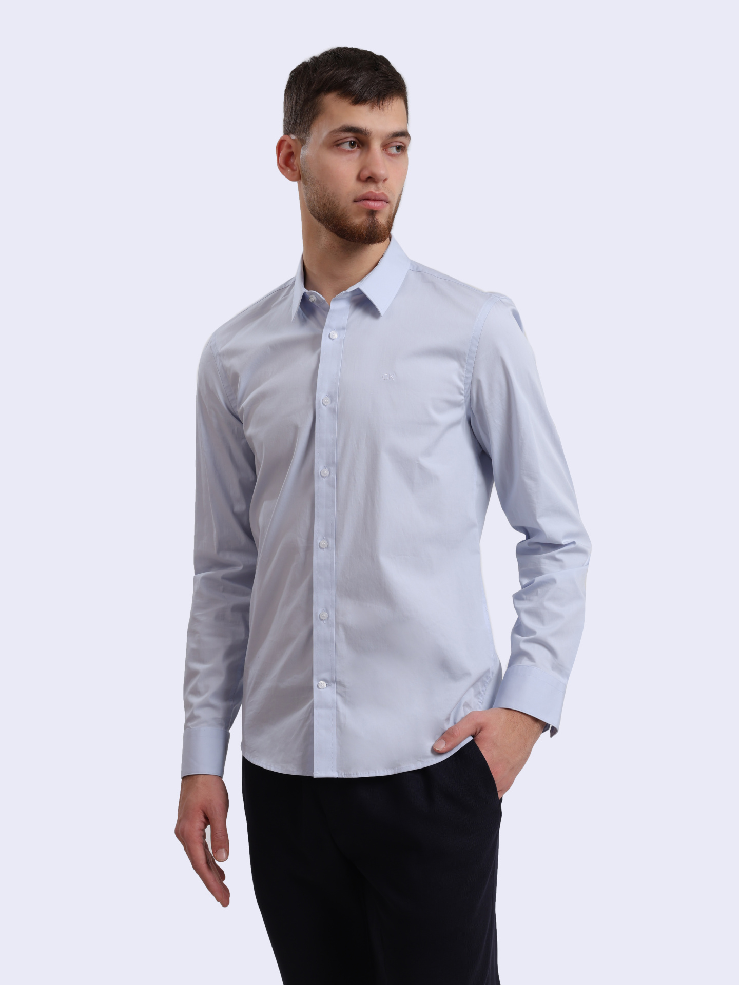 Рубашка Calvin Klein K10K110856 голубая мужская — купить в интернет-магазине Verdistore
