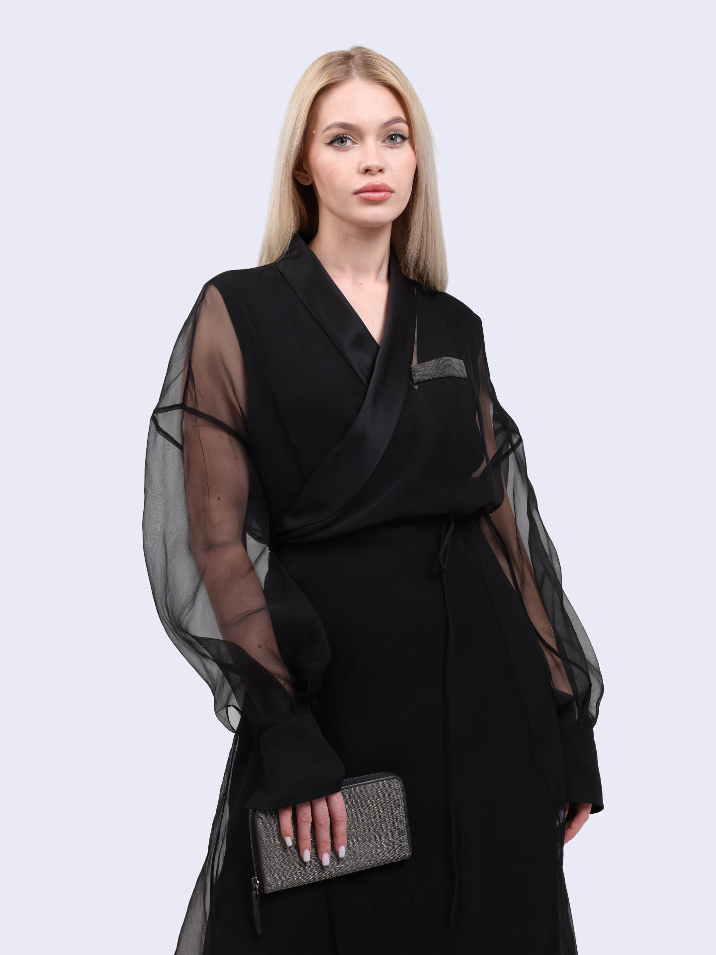 Платье Brunello Cucinelli MF940ADP81 C101 черное женское из органзы — купить в интернет-магазине Verdistore