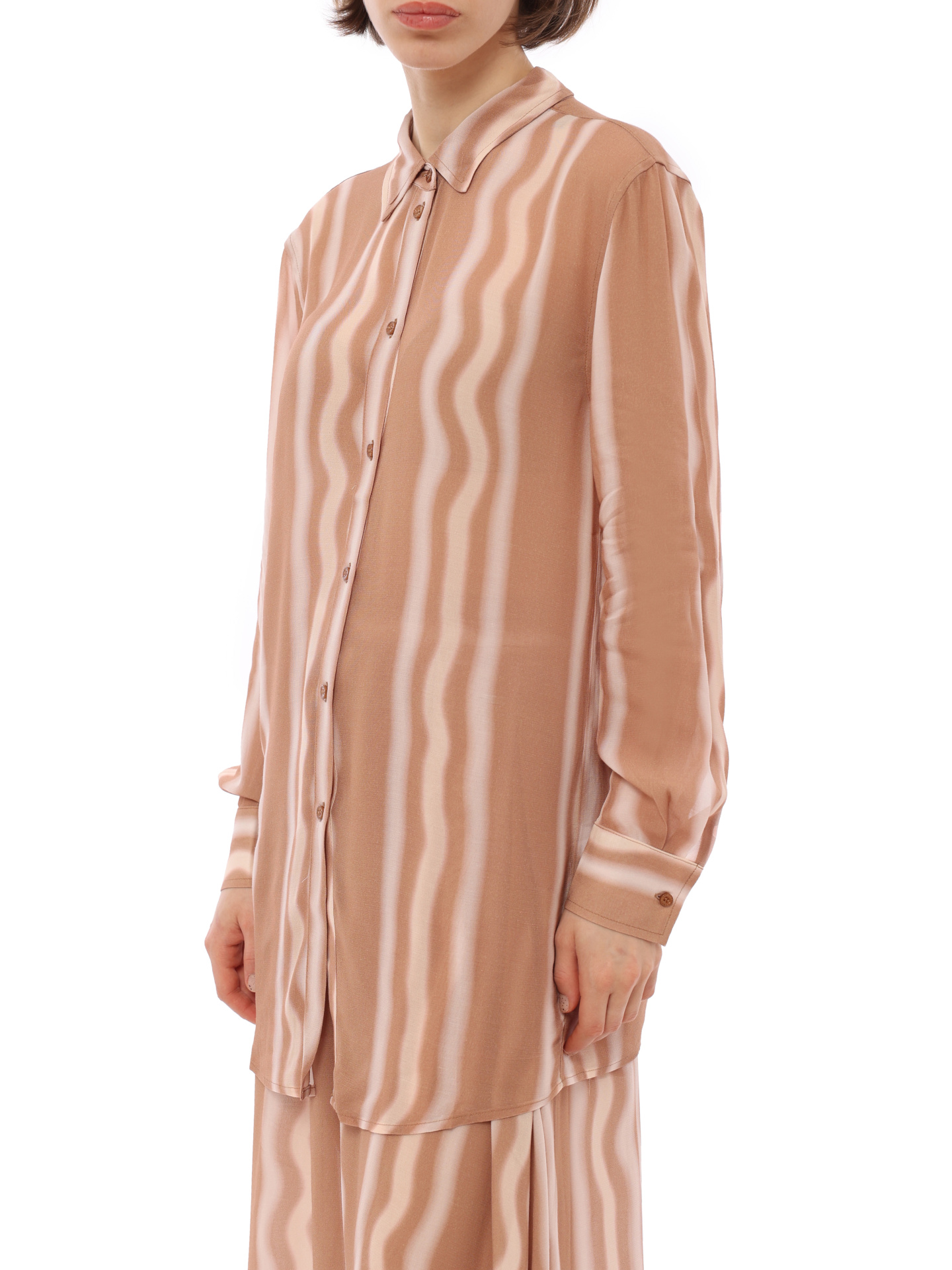 Рубашка Armani Exchange 3RYC20 YN3LZ 2970 бежевая женская в полоску — купить в интернет-магазине Verdistore