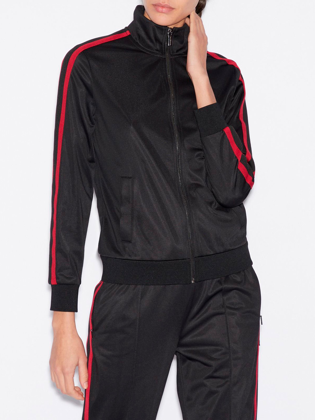 Мастерка Armani Exchange 3GYM77 1200 черная женская с контрастными полосками — купить в интернет-магазине Verdistore