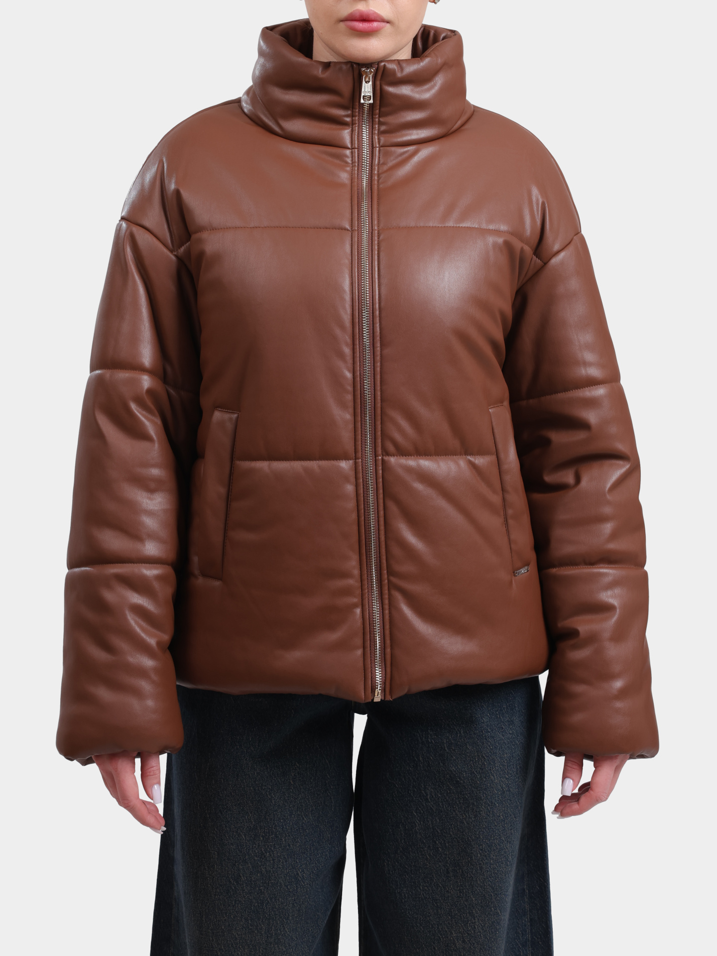Пуховик WF2175 E0392 X0401 коричневый женский укороченный — купить в интернет-магазине Verdistore